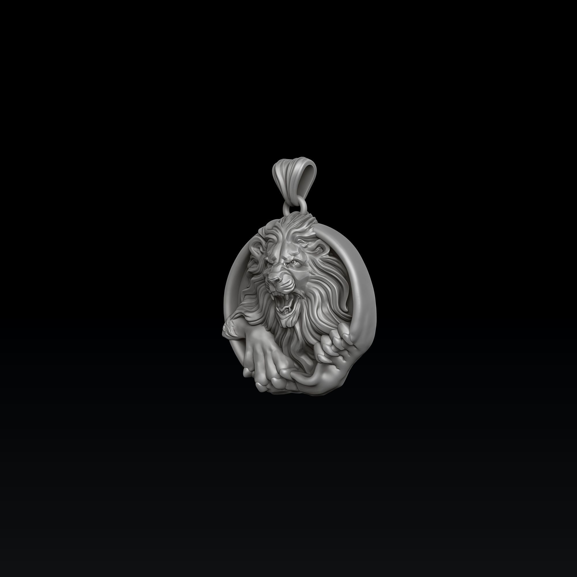 Furious Angry Lion pendant 3D print model_1
