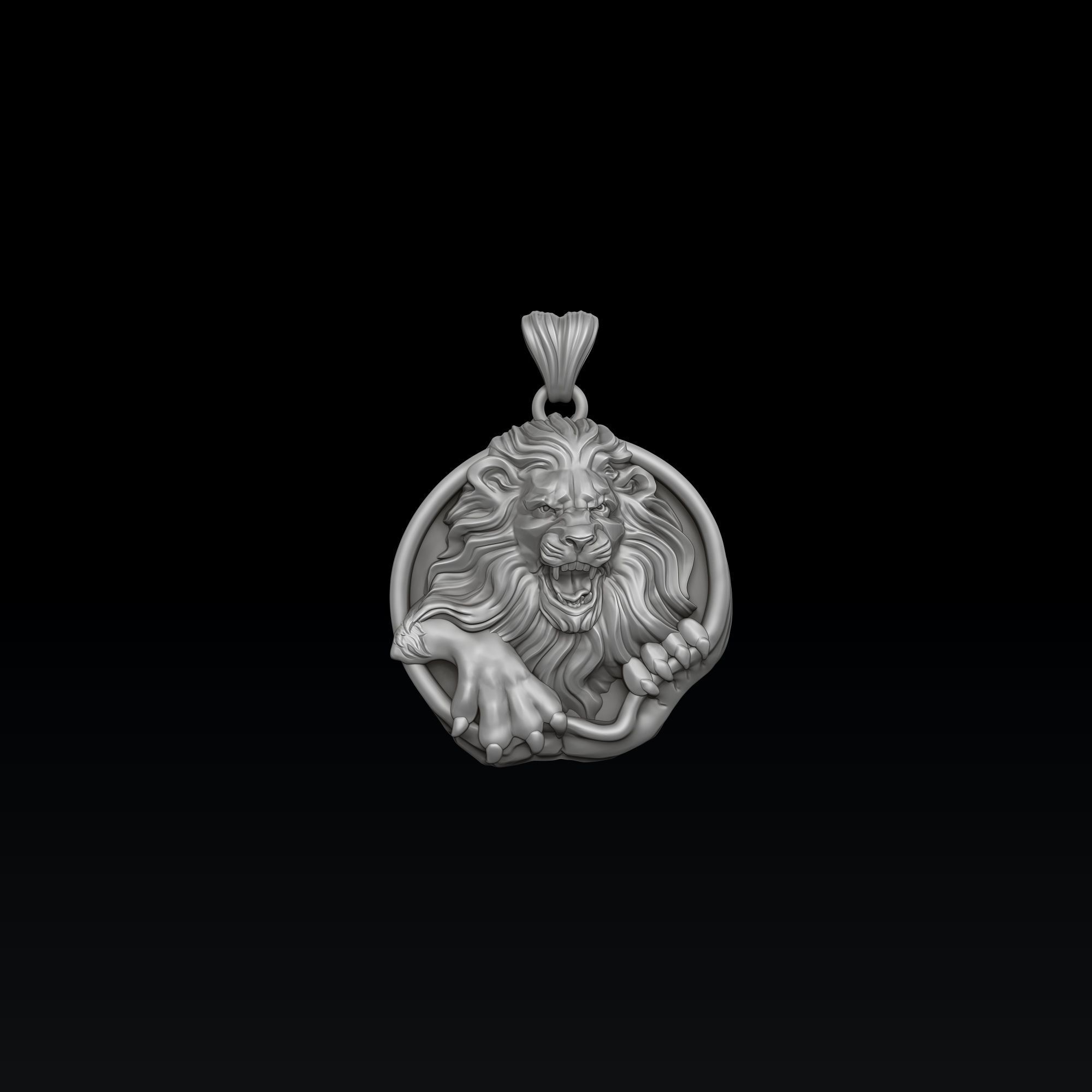 Furious Angry Lion pendant 3D print model_5
