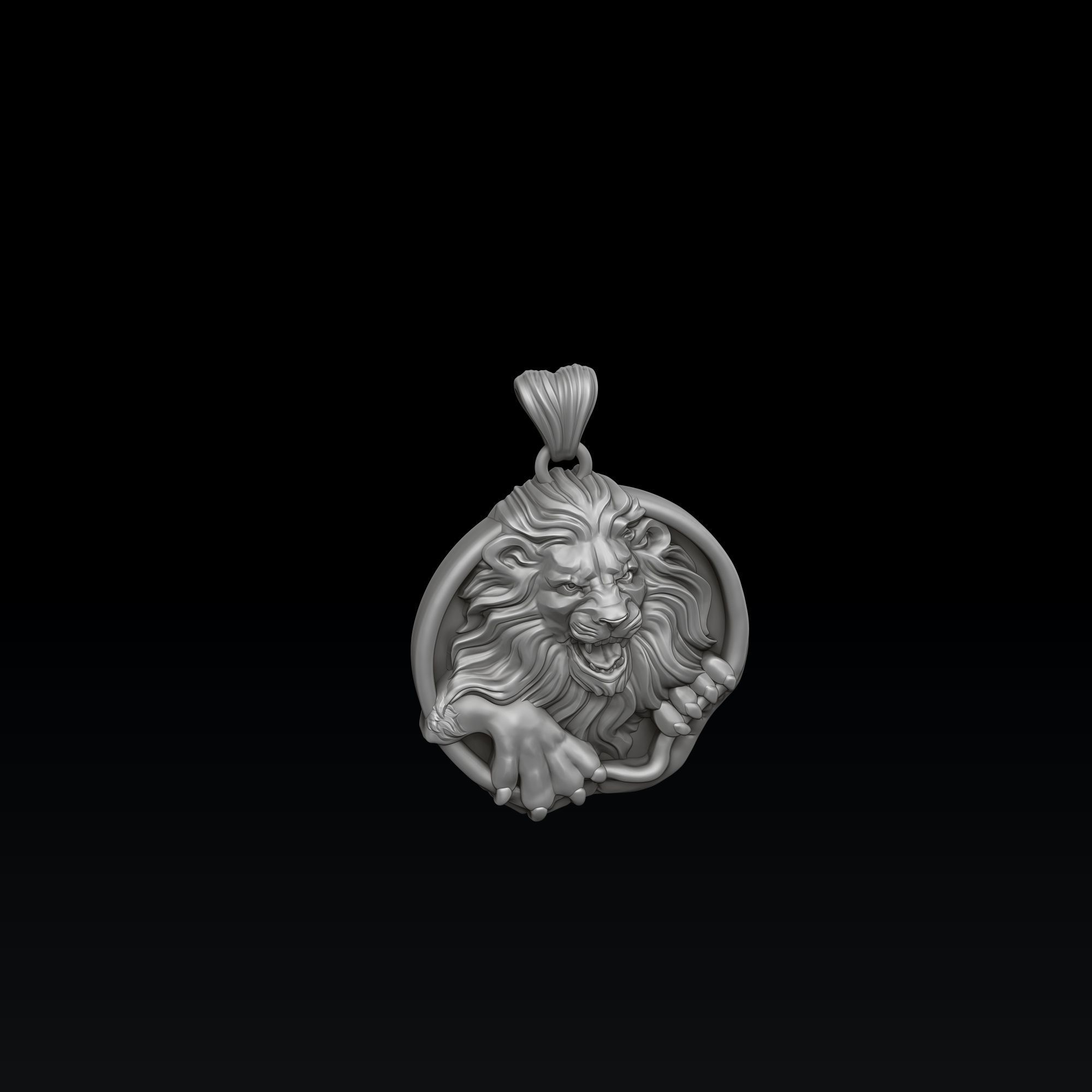 Furious Angry Lion pendant 3D print model_3