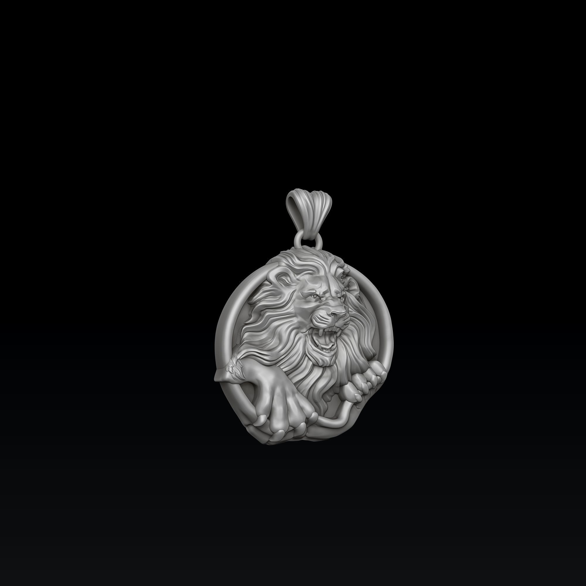 Furious Angry Lion pendant 3D print model_4