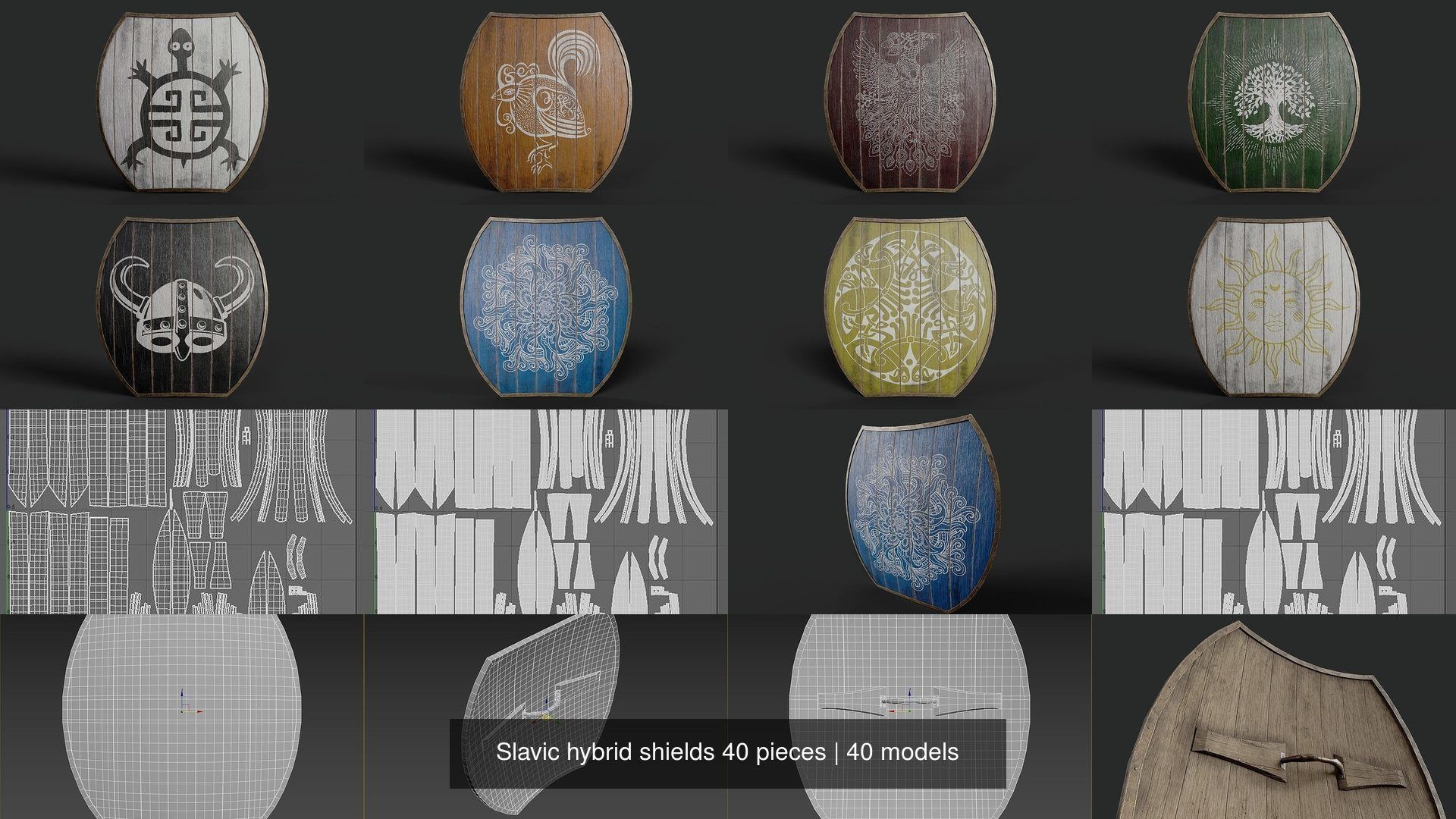 Slavic hybrid shields 40 pieces 3D Model Collection_7