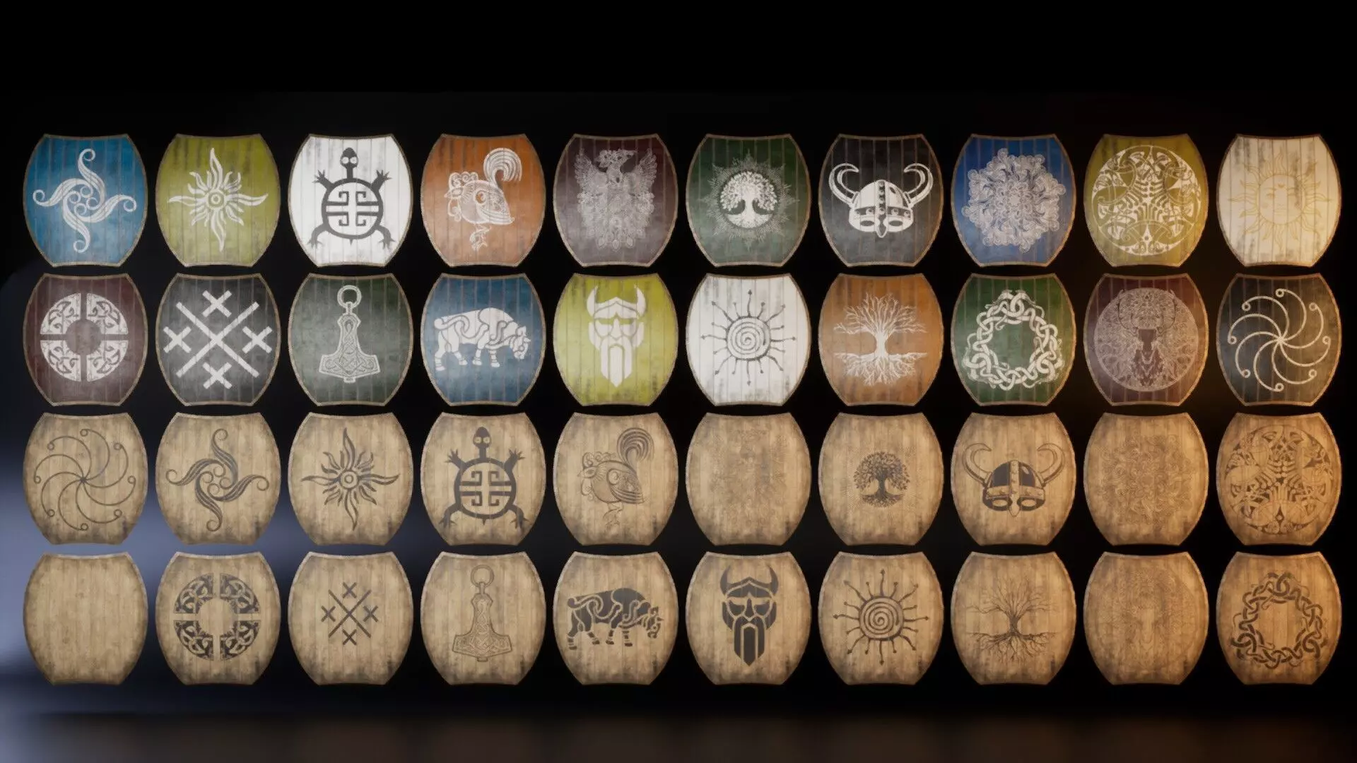 Slavic hybrid shields 40 pieces 3D Model Collection_0