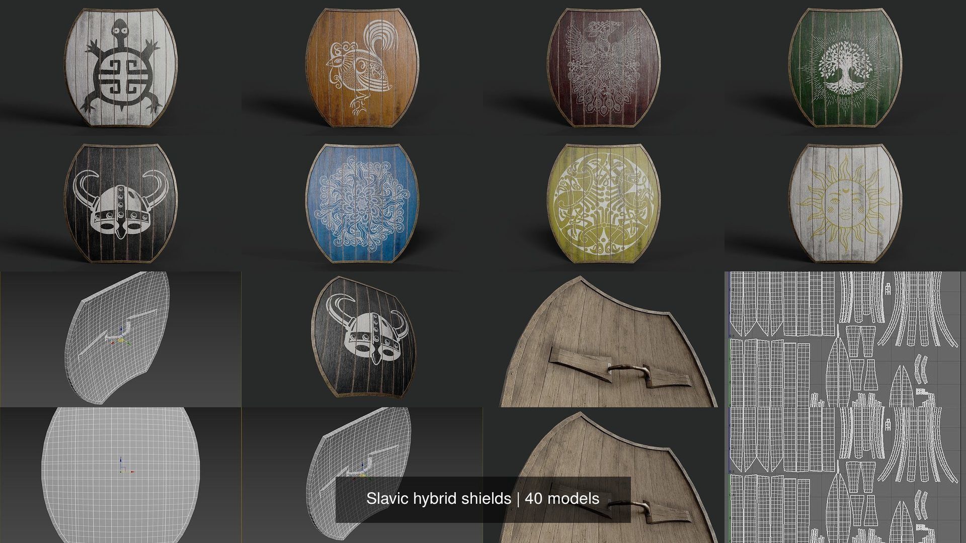 Slavic hybrid shields 40 pieces 3D Model Collection_10