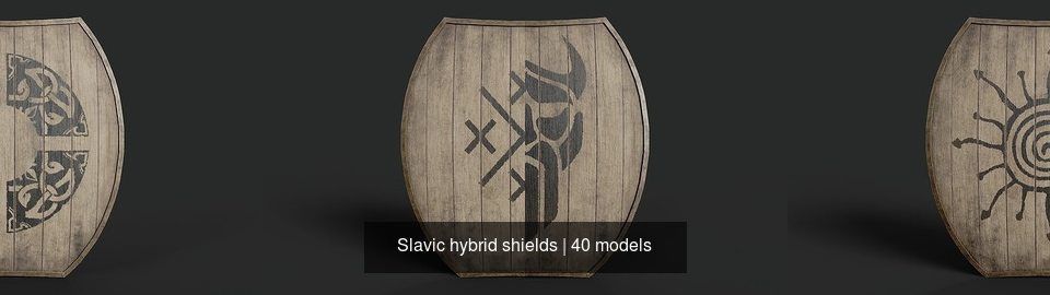 Slavic hybrid shields 40 pieces 3D Model Collection_4