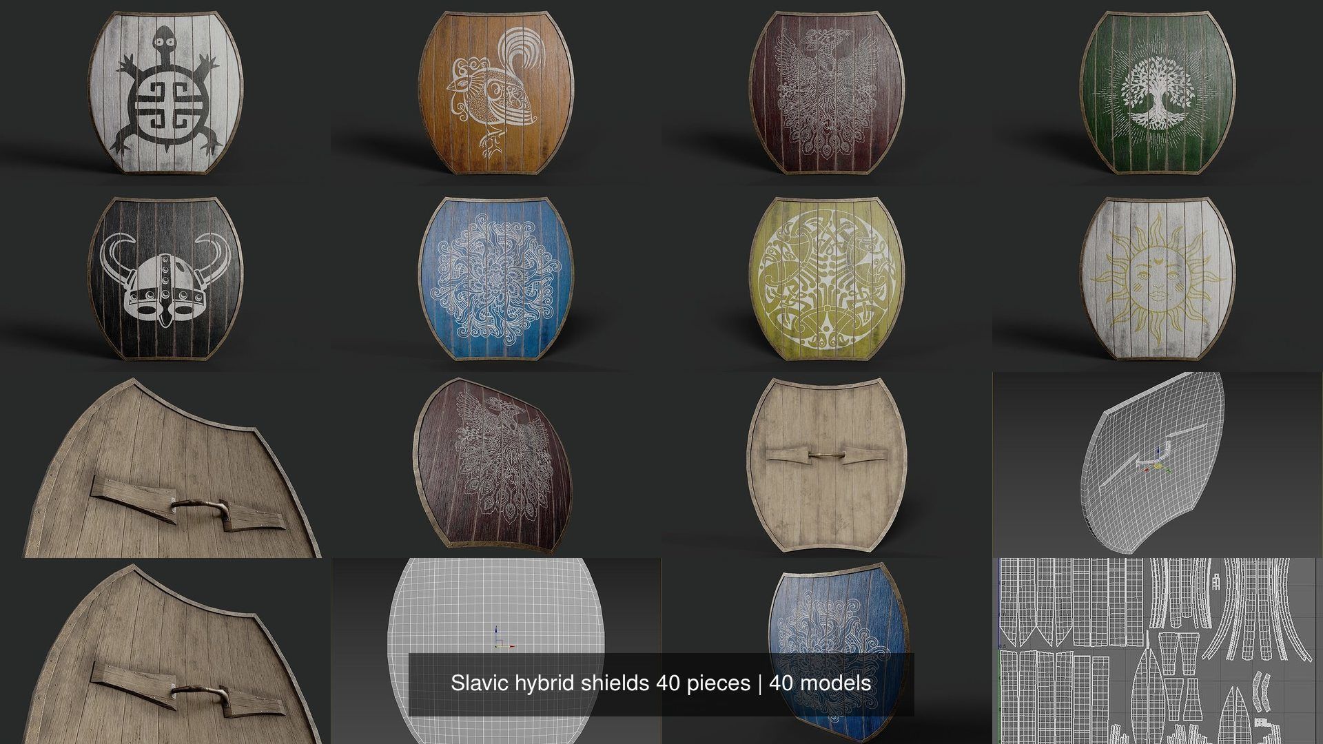 Slavic hybrid shields 40 pieces 3D Model Collection_5