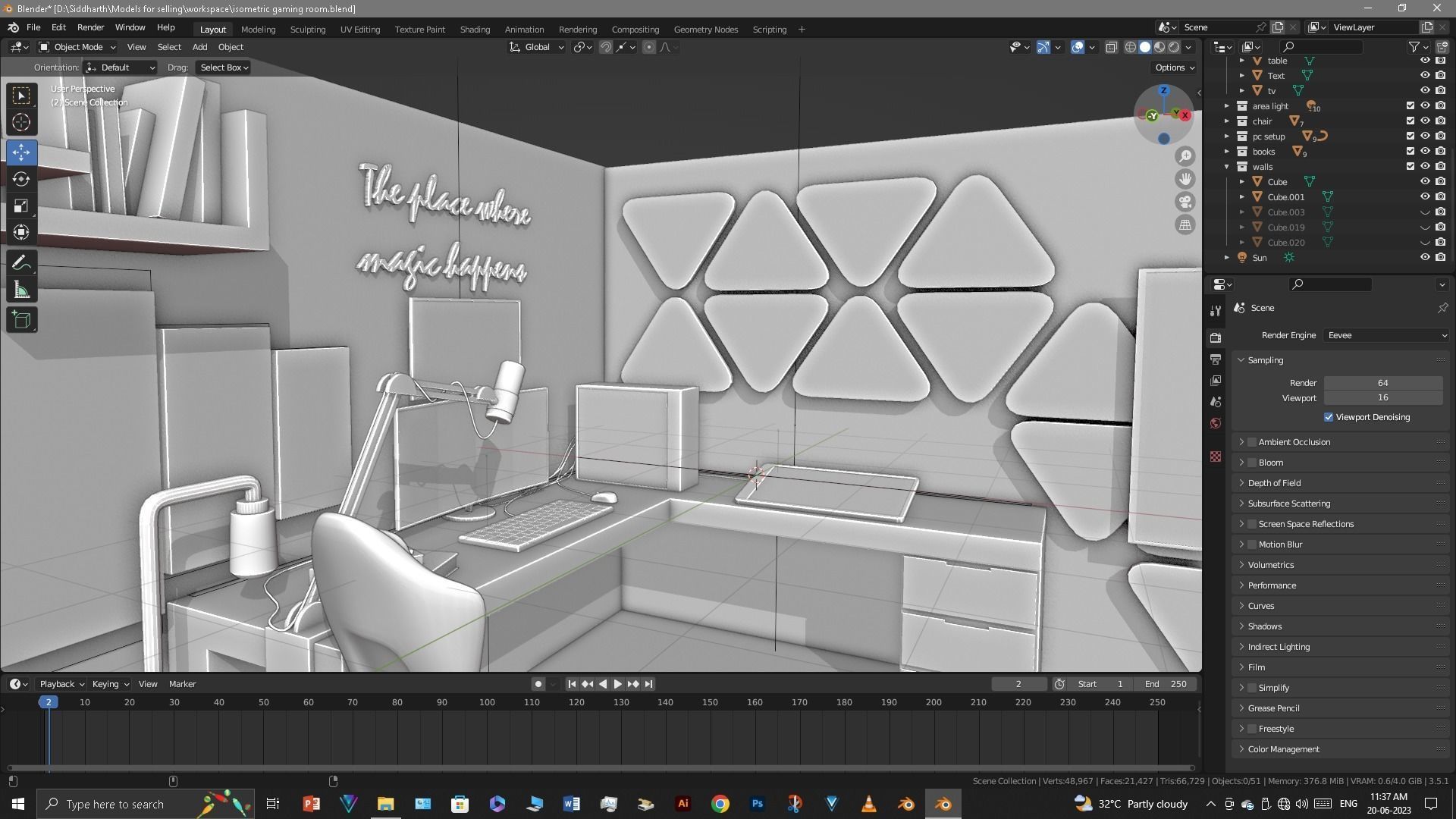 Gaming Room Low-poly 3D model_52