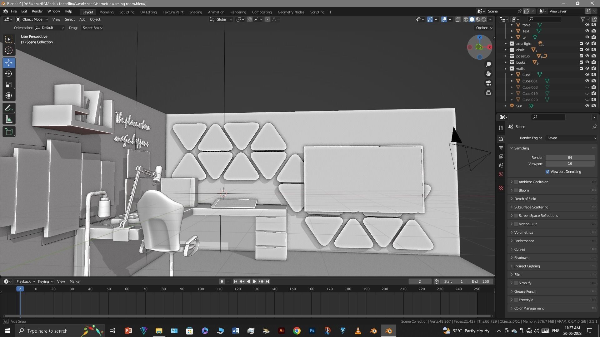 Gaming Room Low-poly 3D model_46