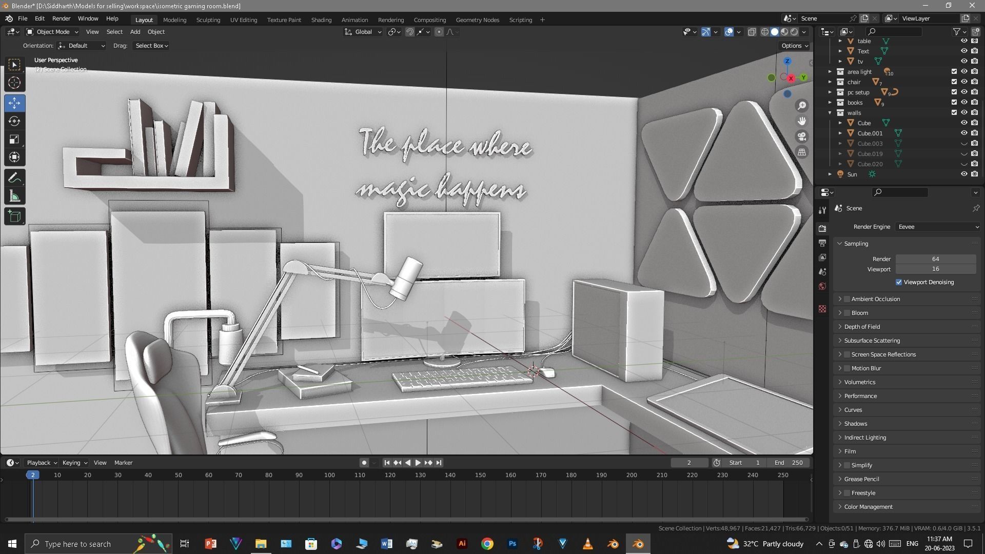 Gaming Room Low-poly 3D model_40