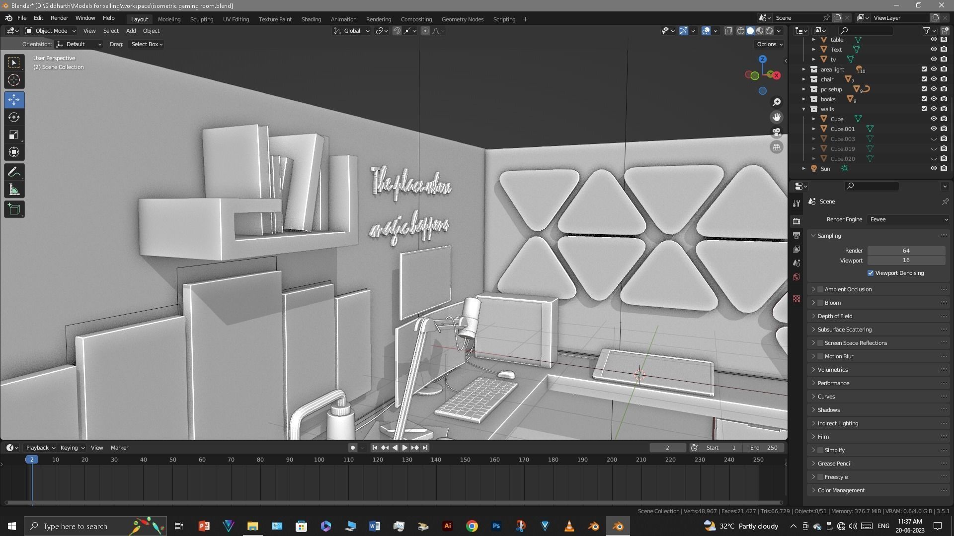 Gaming Room Low-poly 3D model_8