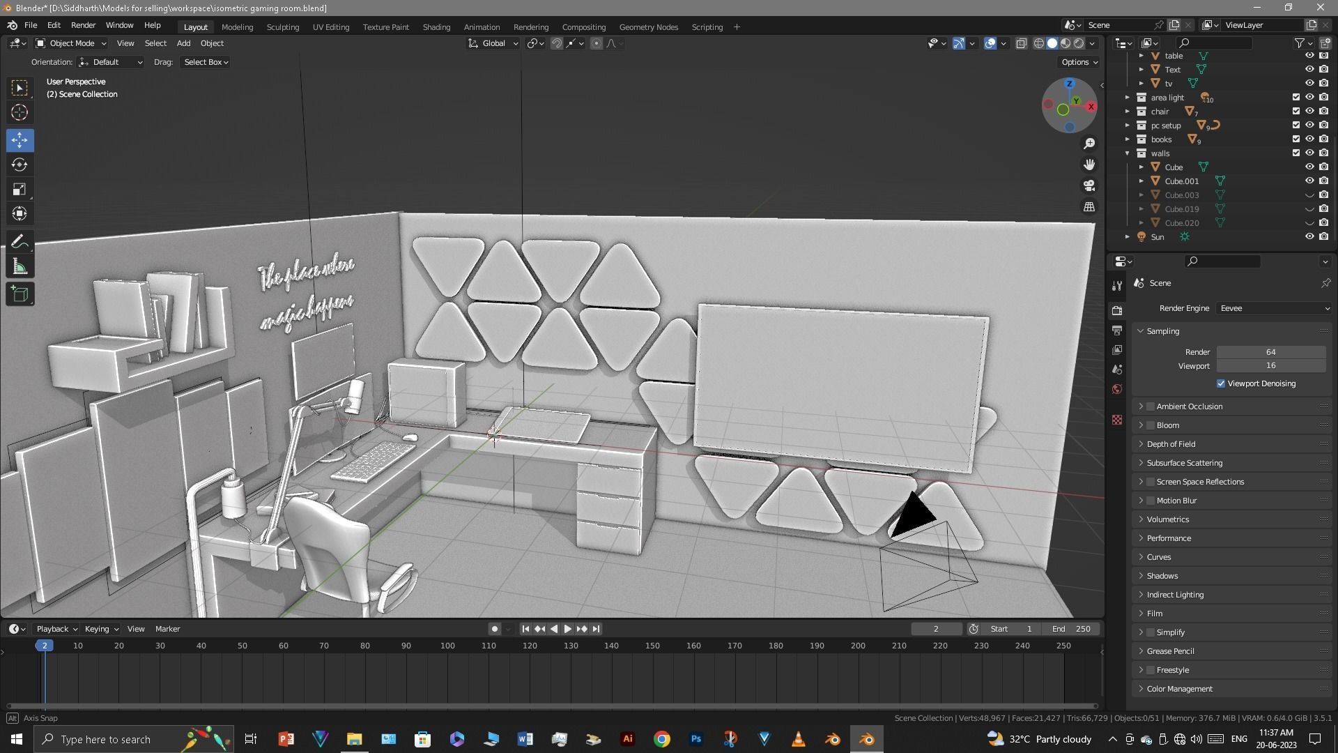Gaming Room Low-poly 3D model_48