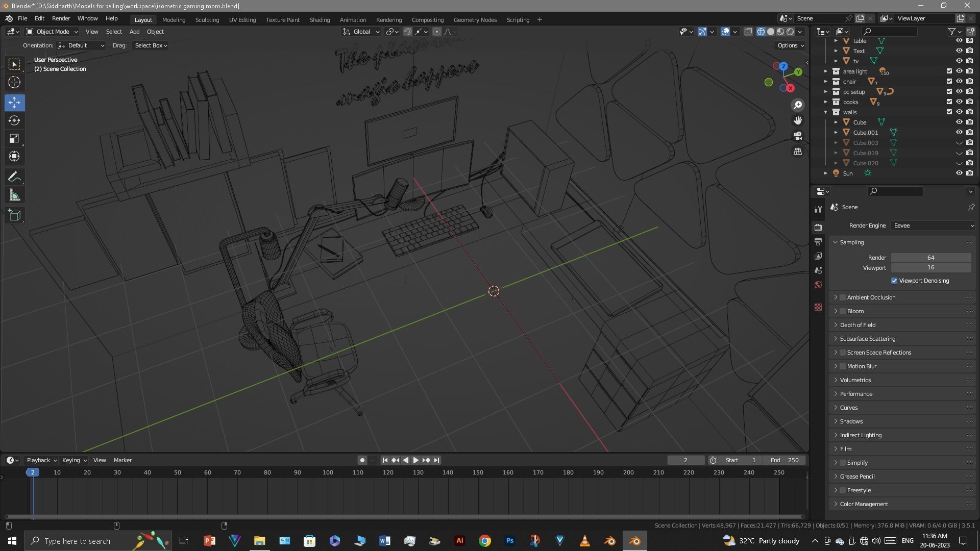 Gaming Room Low-poly 3D model_35