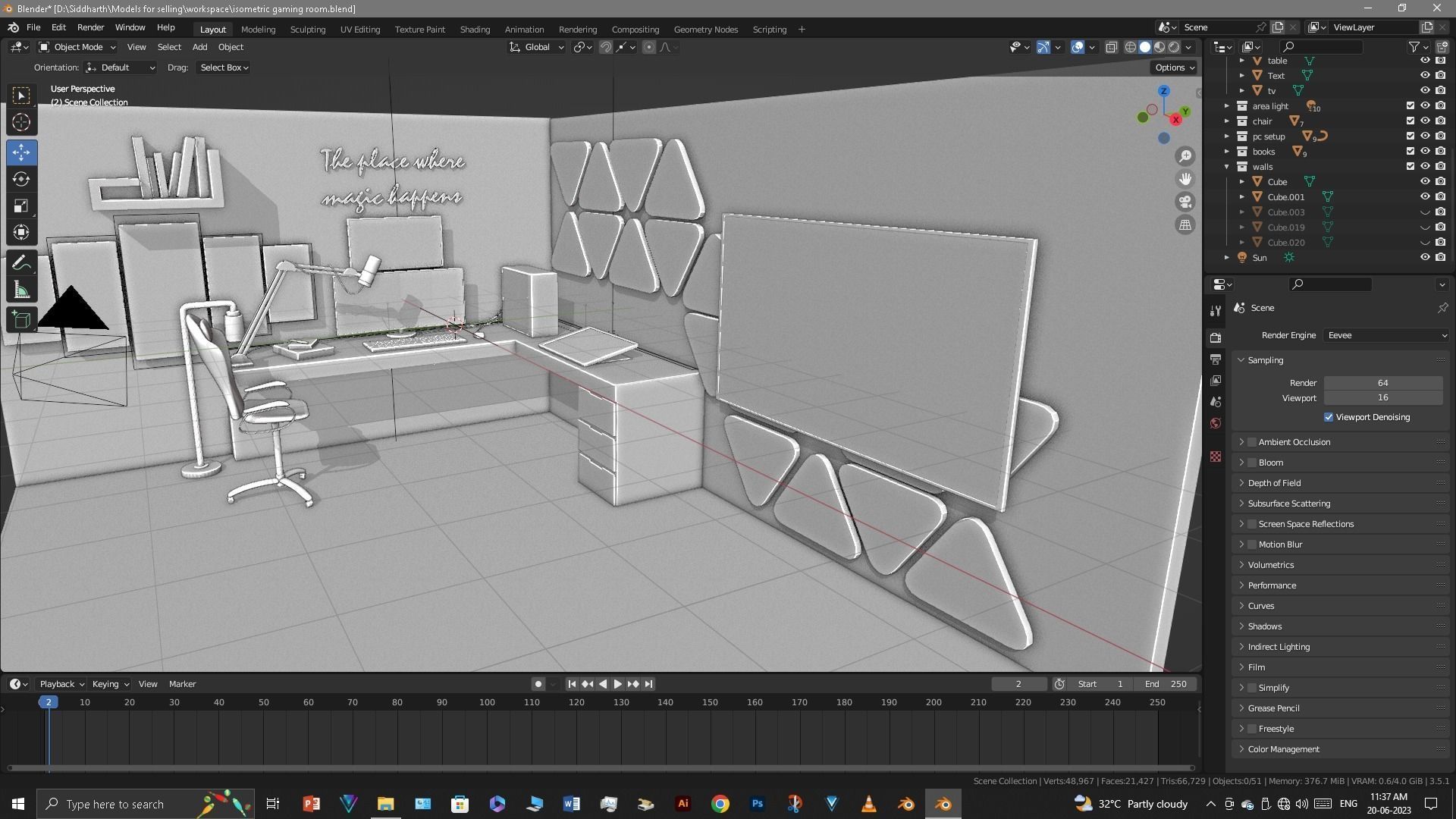 Gaming Room Low-poly 3D model_55