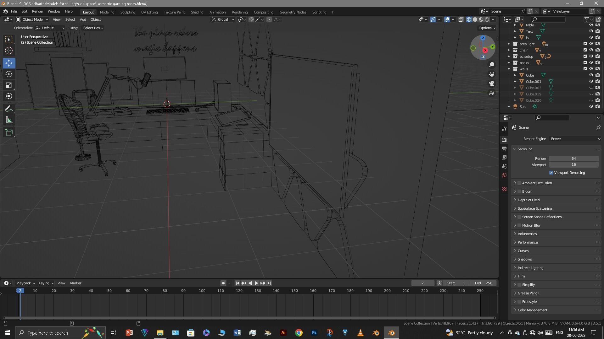 Gaming Room Low-poly 3D model_27