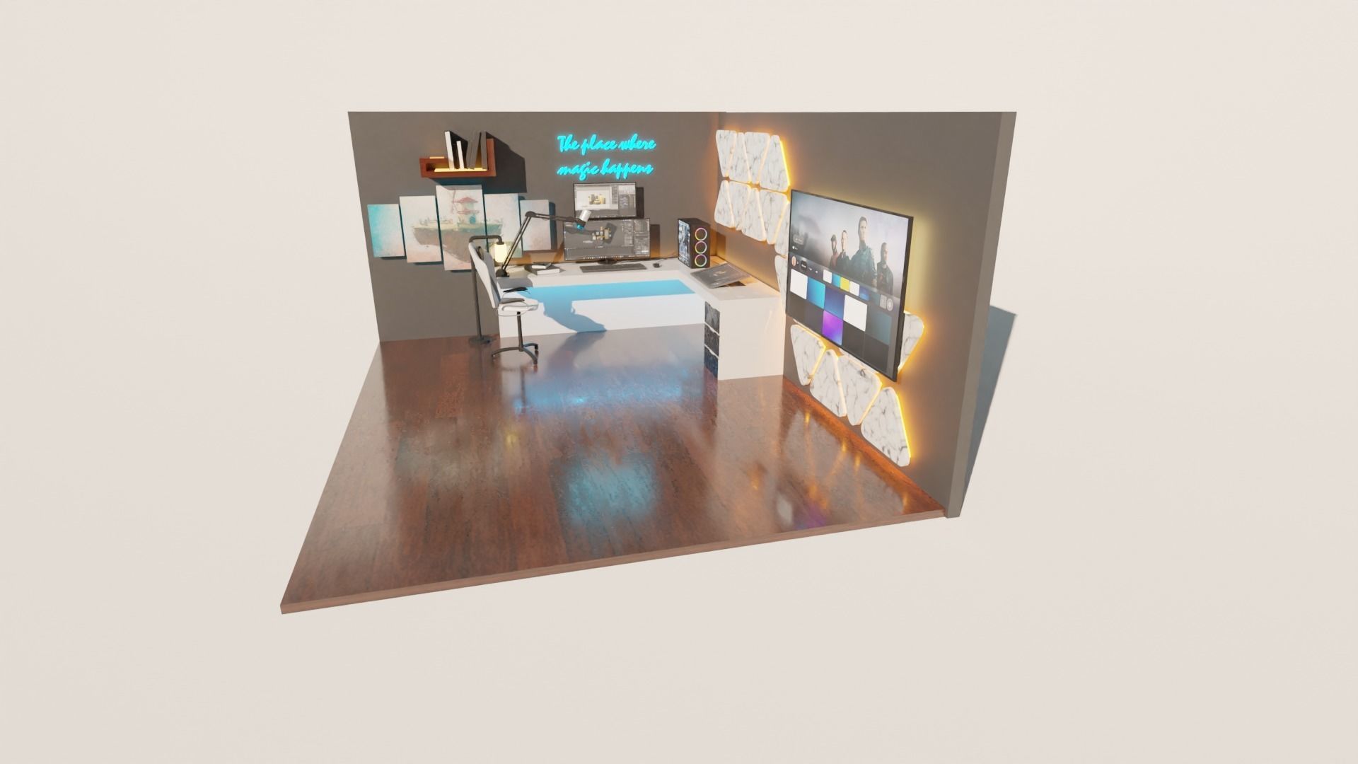 Gaming Room Low-poly 3D model_11