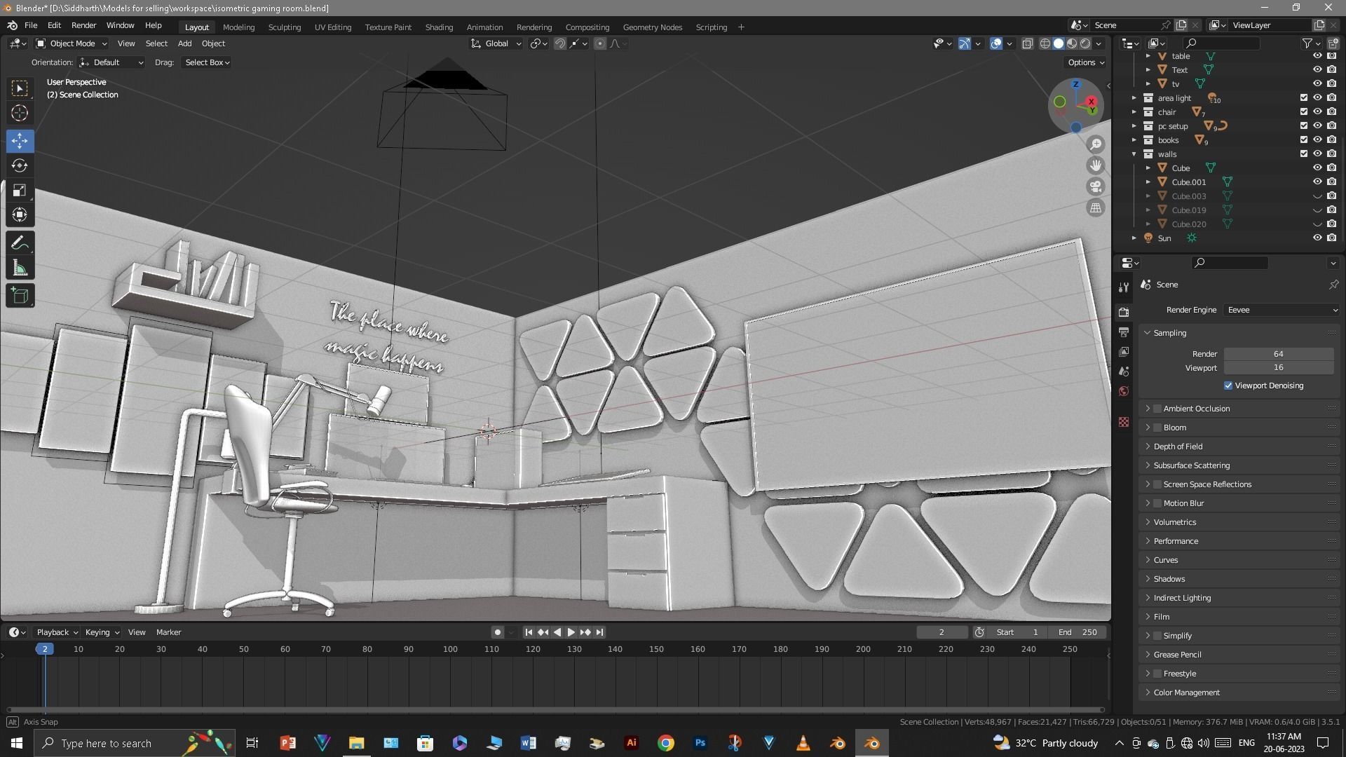 Gaming Room Low-poly 3D model_54