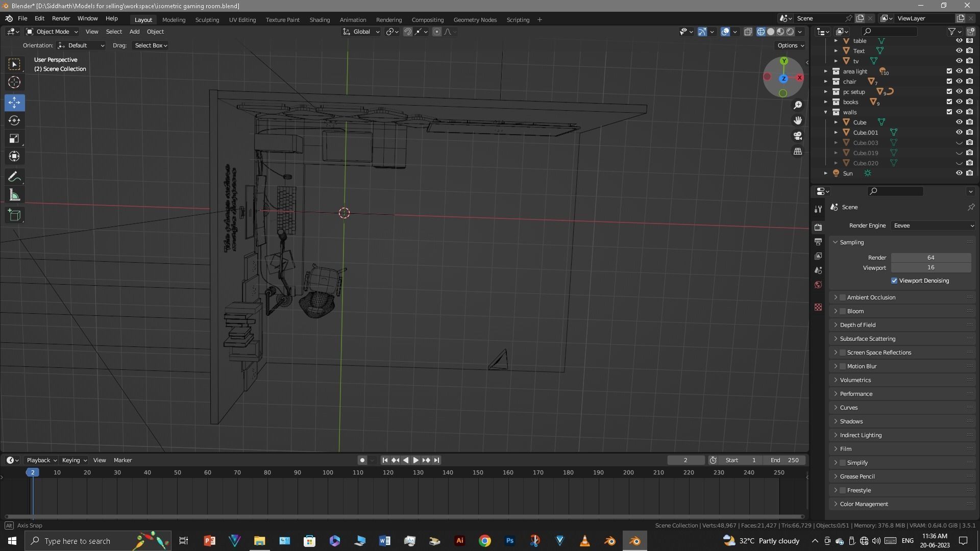 Gaming Room Low-poly 3D model_25