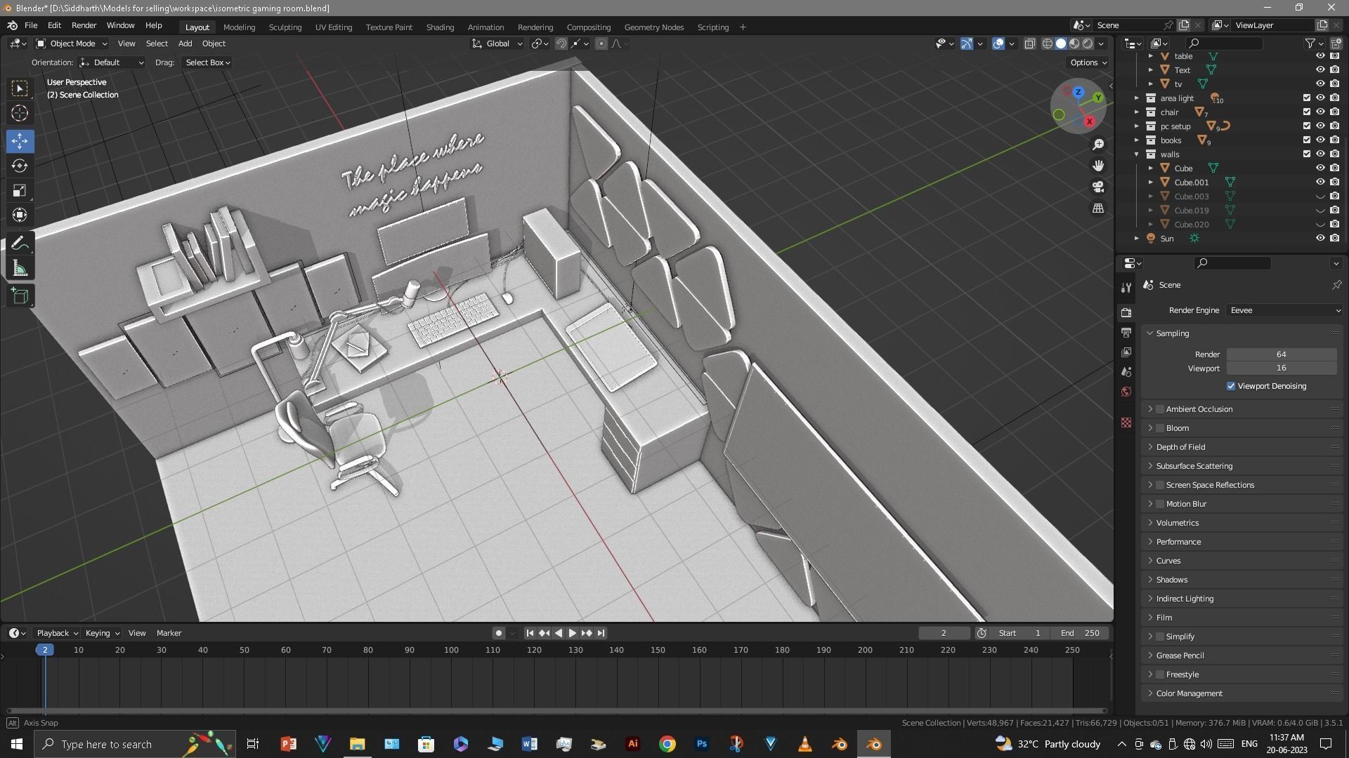 Gaming Room Low-poly 3D model_60