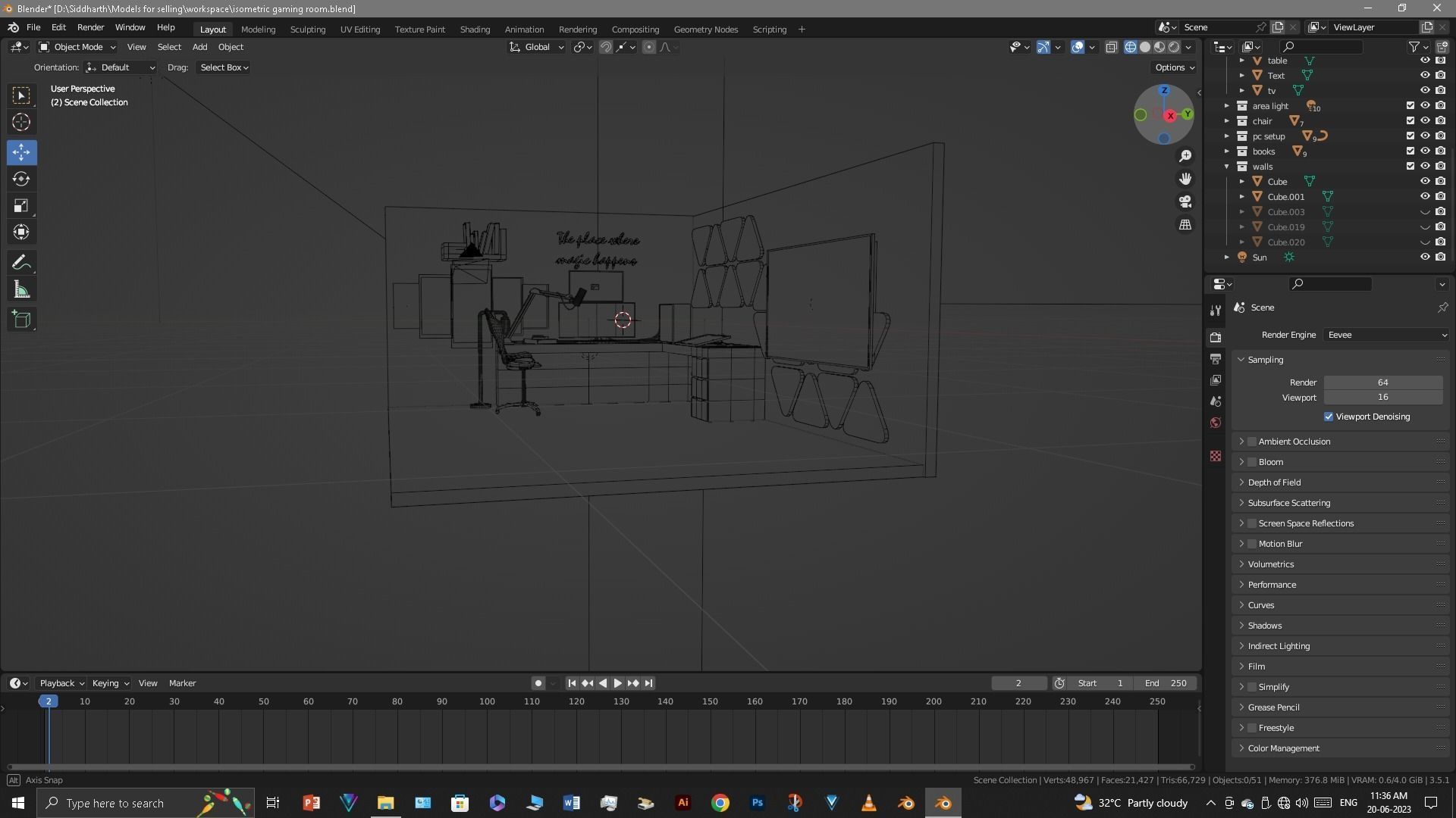 Gaming Room Low-poly 3D model_15