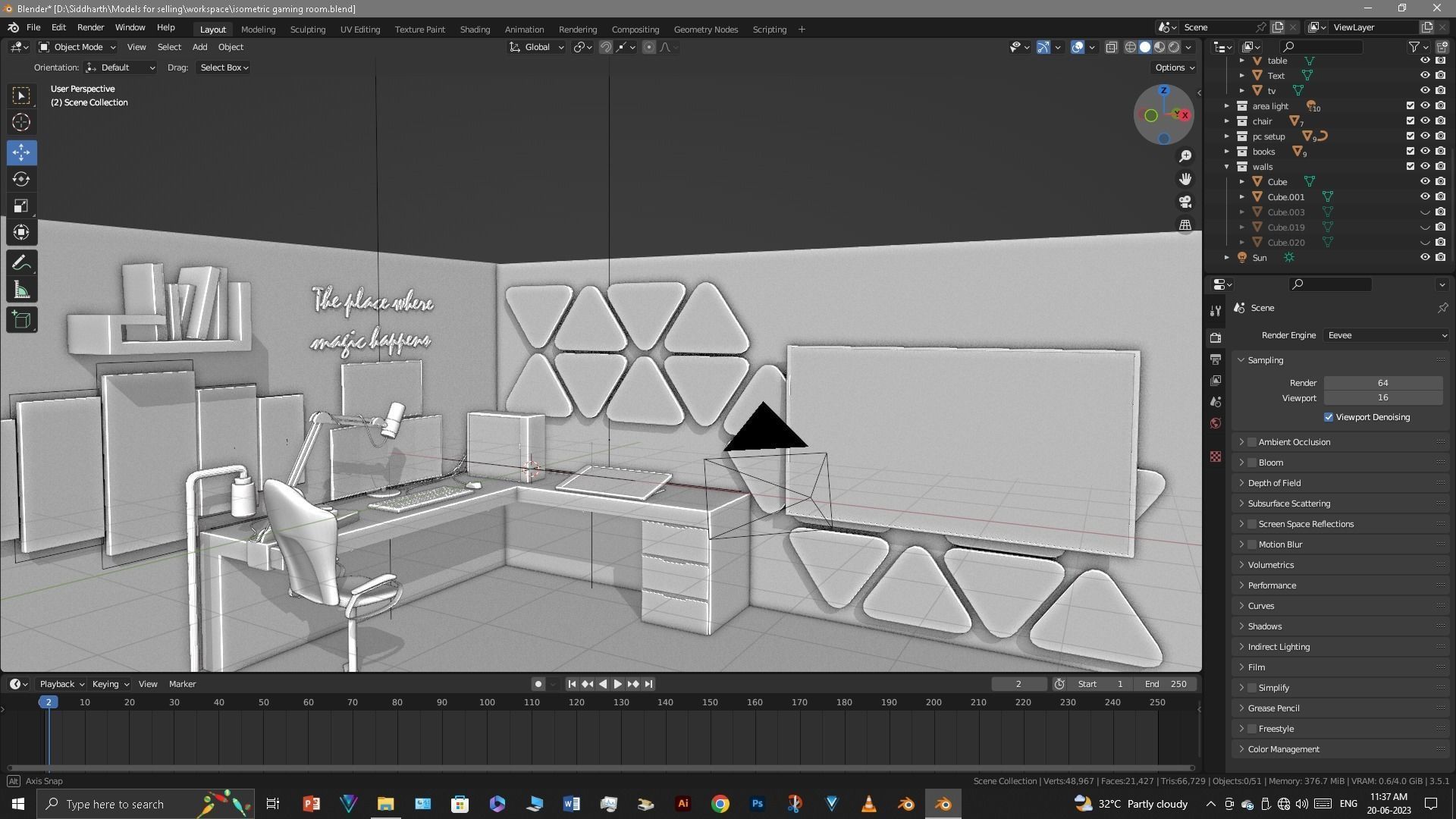 Gaming Room Low-poly 3D model_42