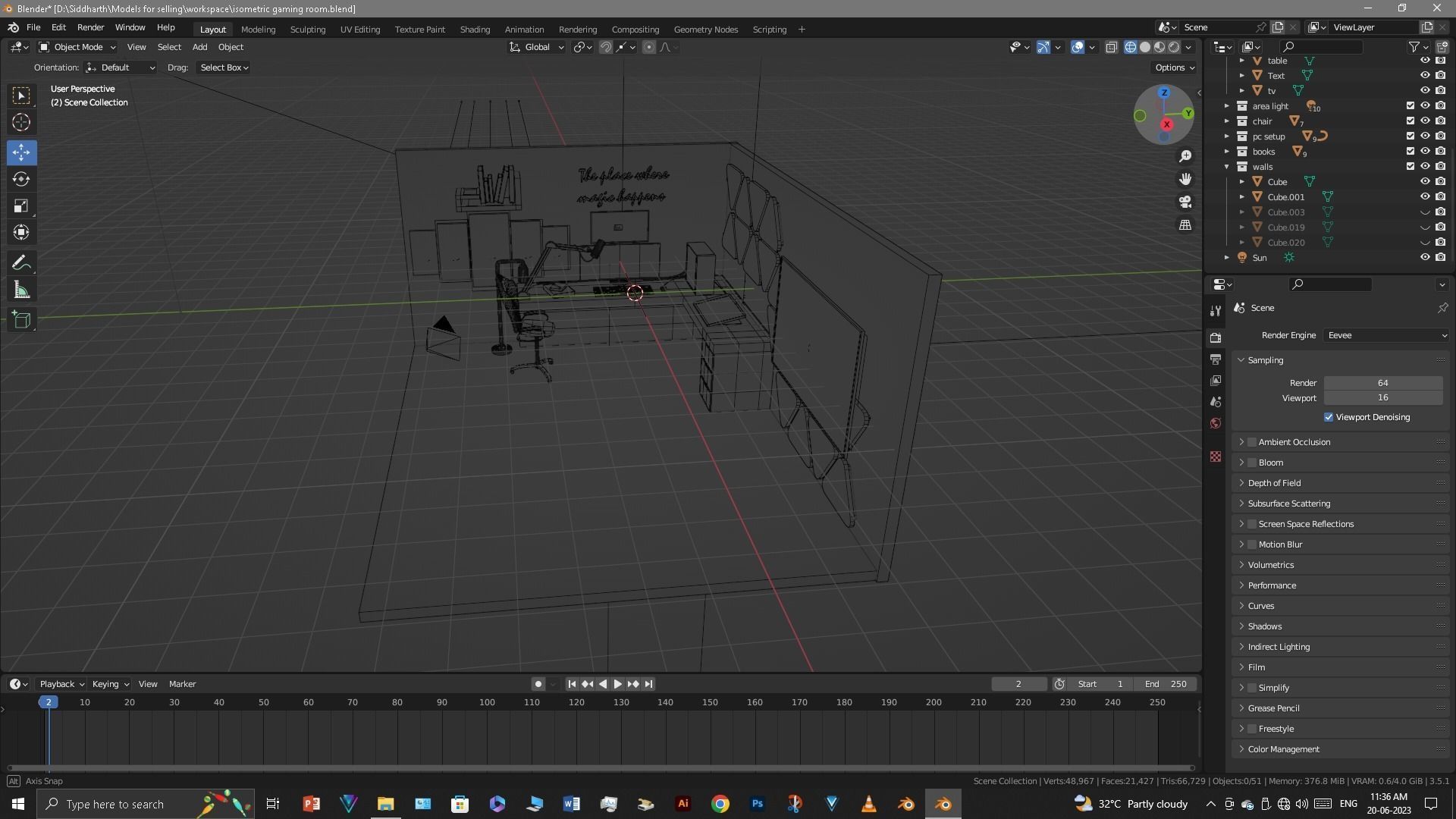 Gaming Room Low-poly 3D model_19