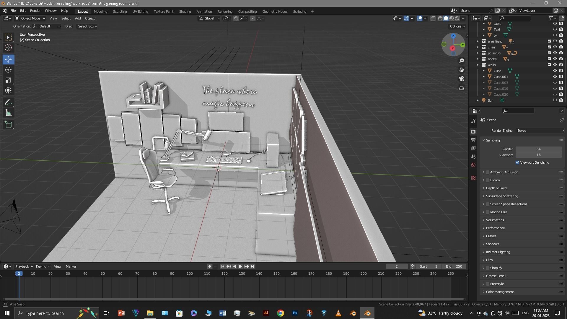 Gaming Room Low-poly 3D model_45