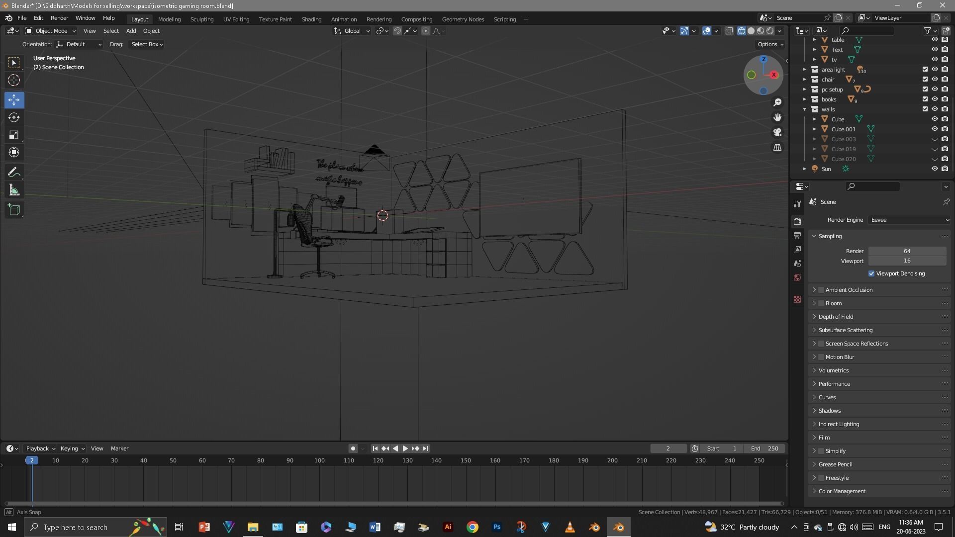 Gaming Room Low-poly 3D model_18