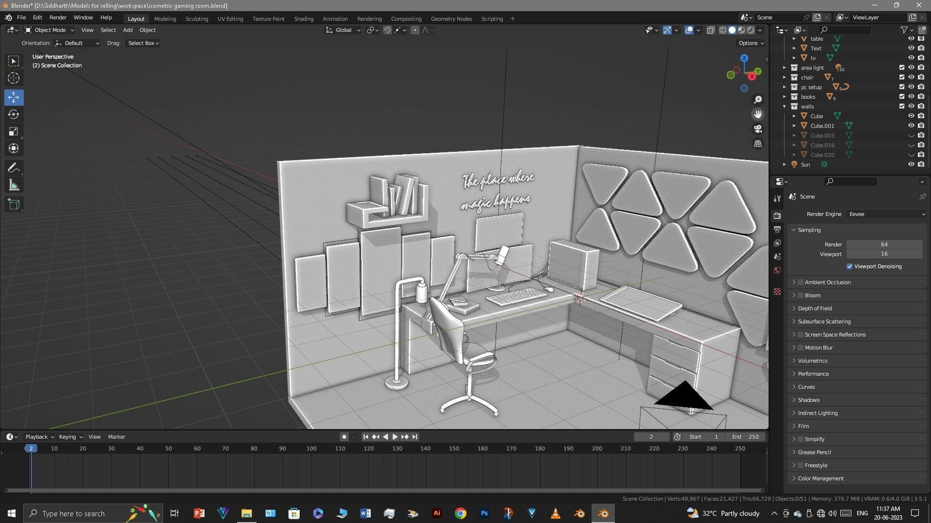 Gaming Room Low-poly 3D model_47