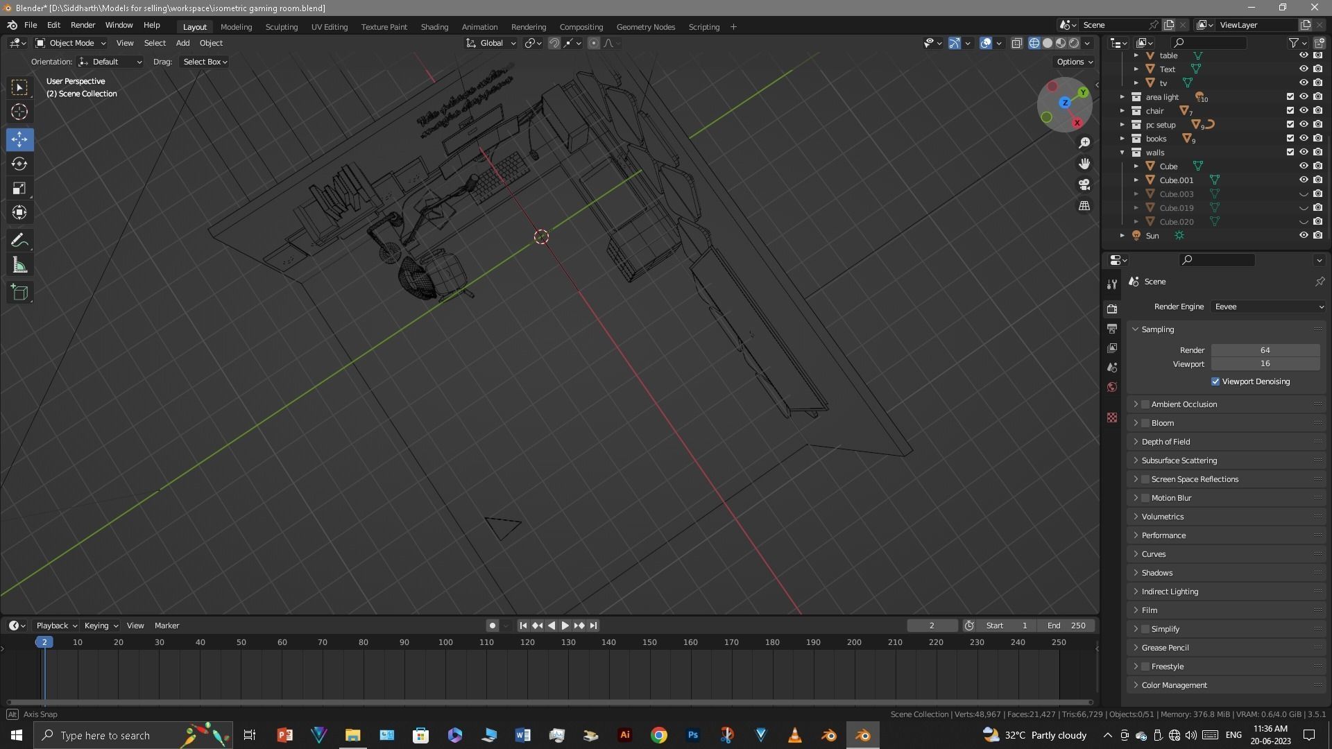 Gaming Room Low-poly 3D model_29
