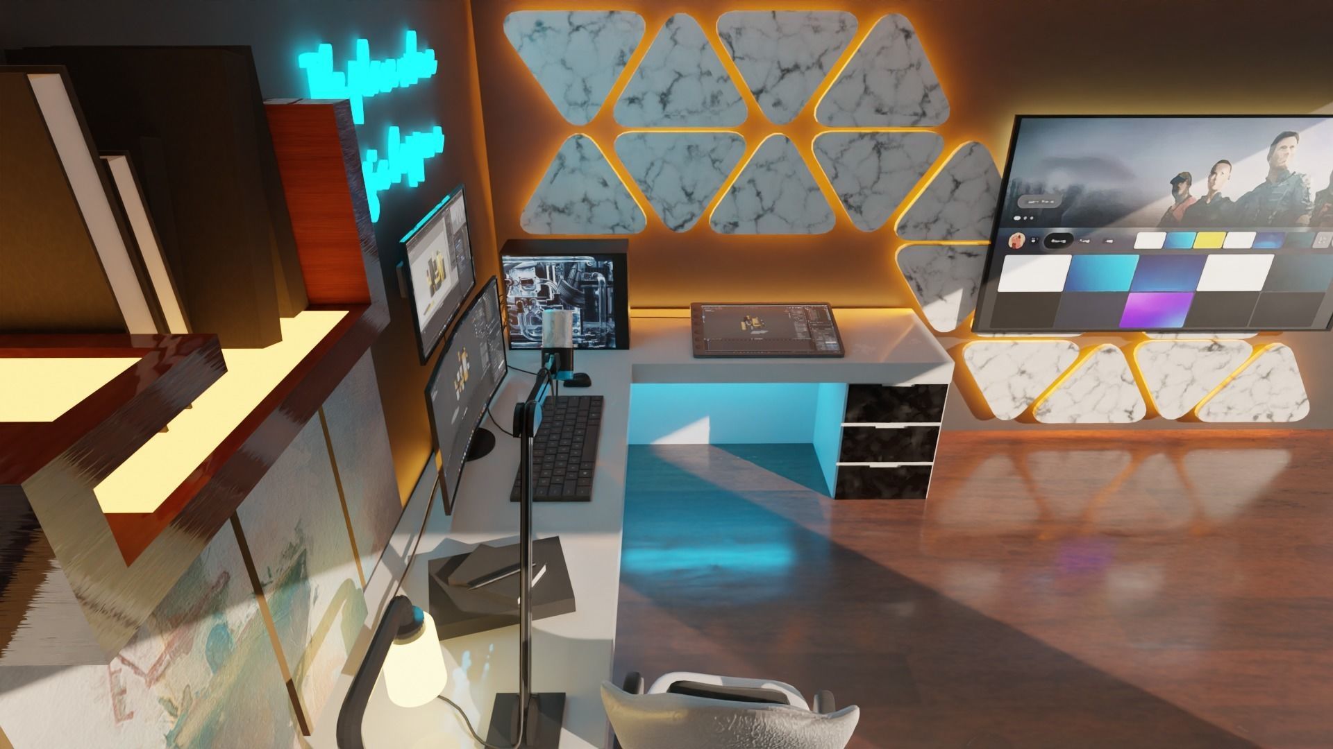 Gaming Room Low-poly 3D model_3