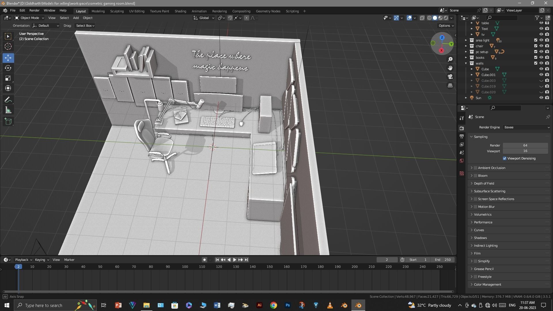 Gaming Room Low-poly 3D model_59