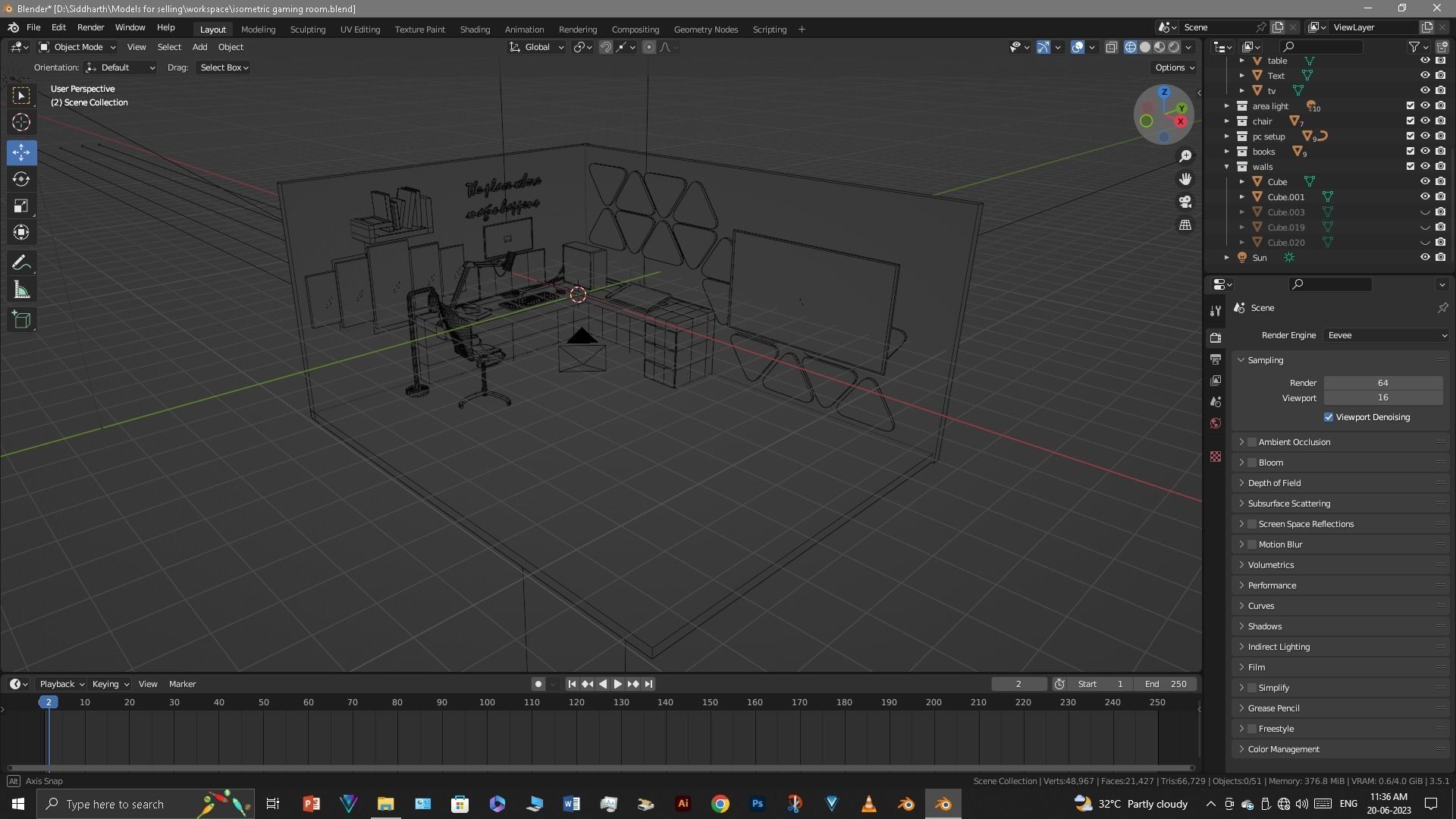 Gaming Room Low-poly 3D model_20