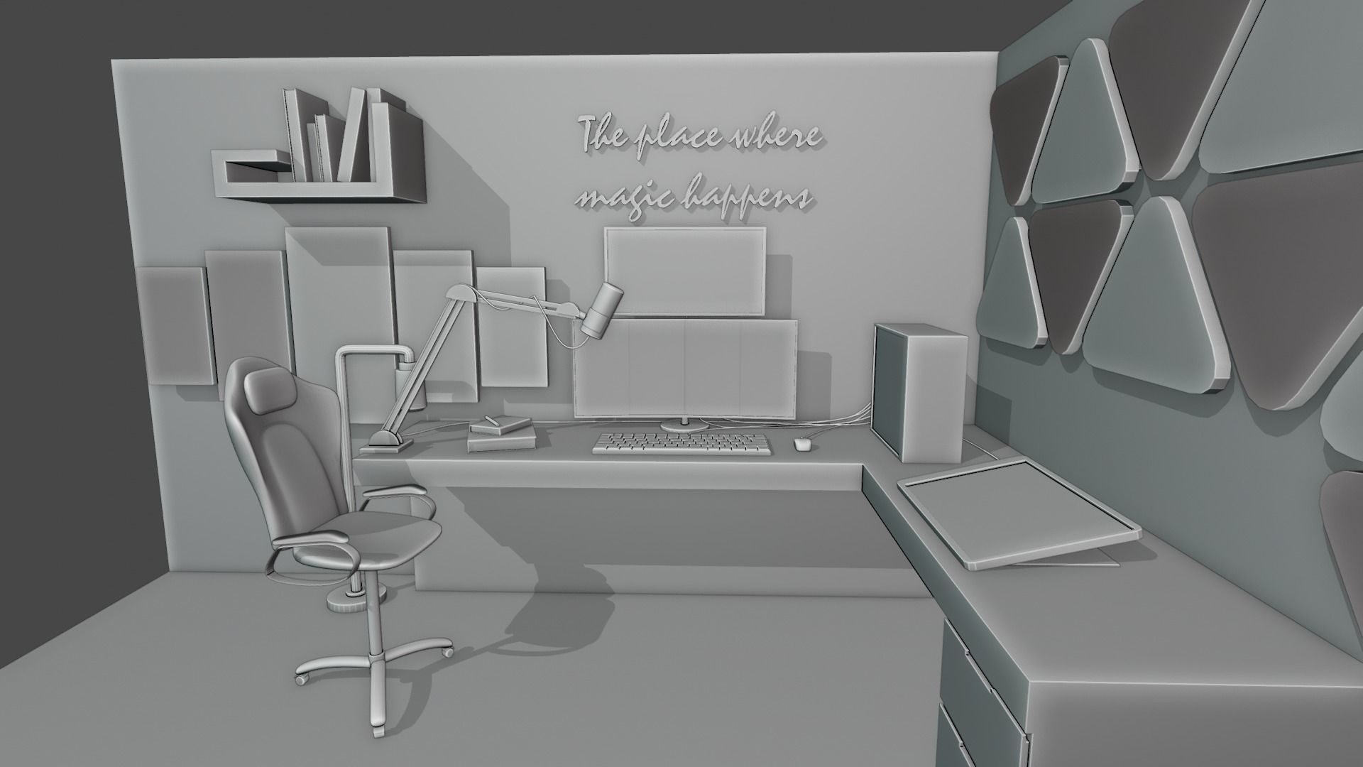 Gaming Room Low-poly 3D model_5