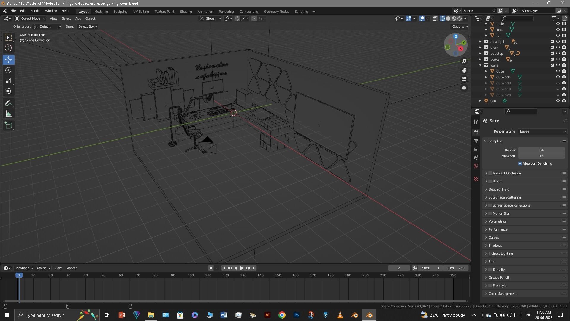 Gaming Room Low-poly 3D model_14