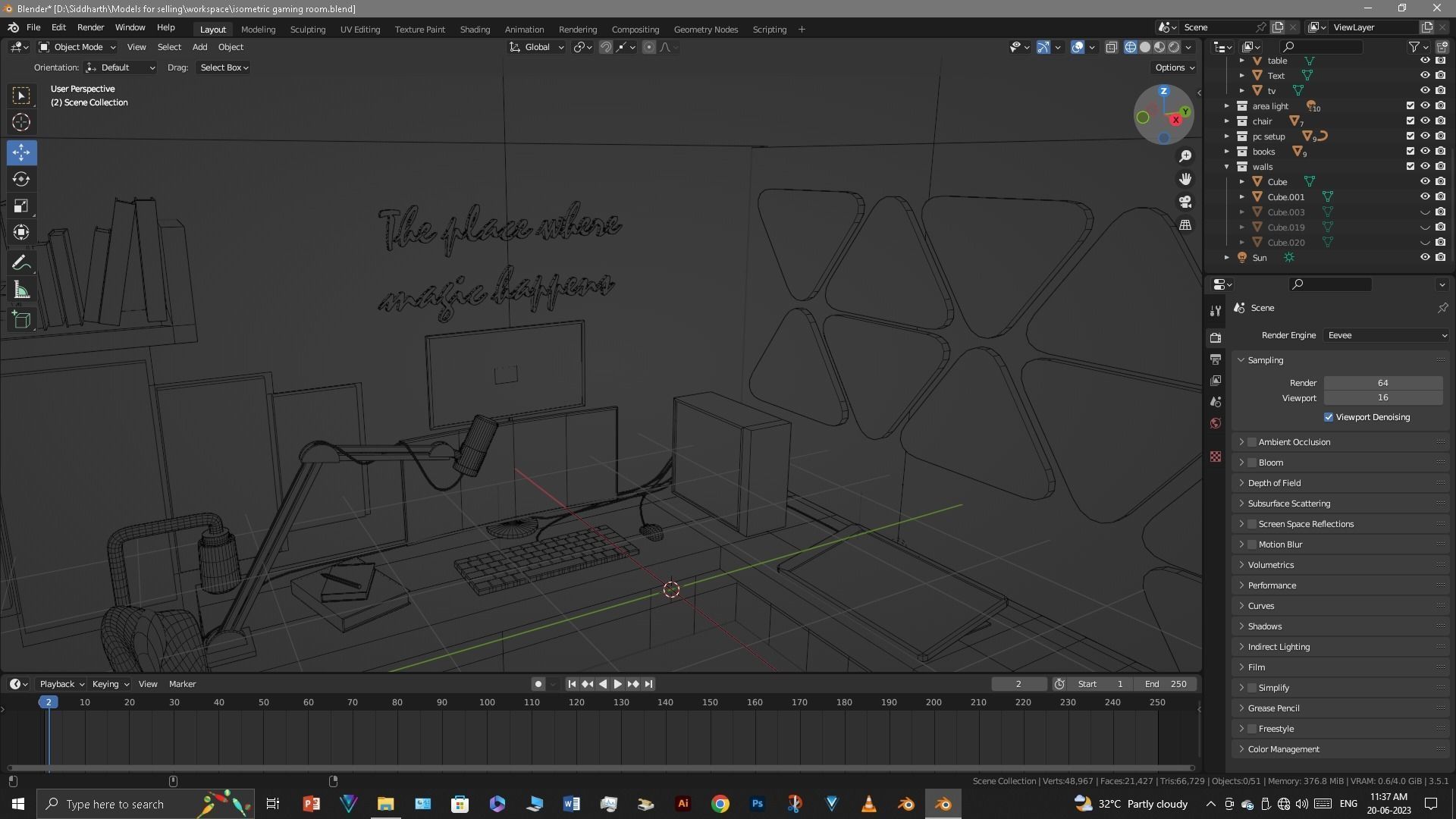 Gaming Room Low-poly 3D model_38