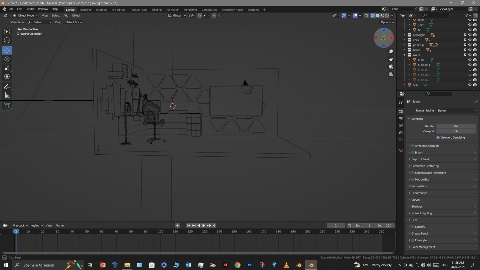 Gaming Room Low-poly 3D model_24