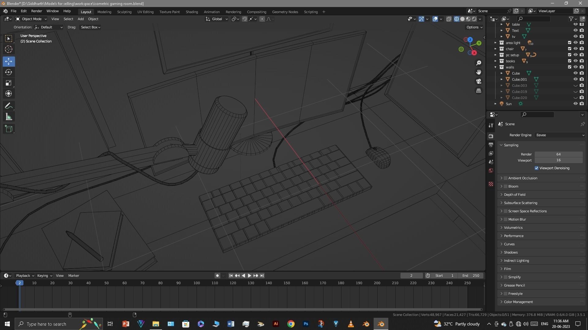 Gaming Room Low-poly 3D model_36