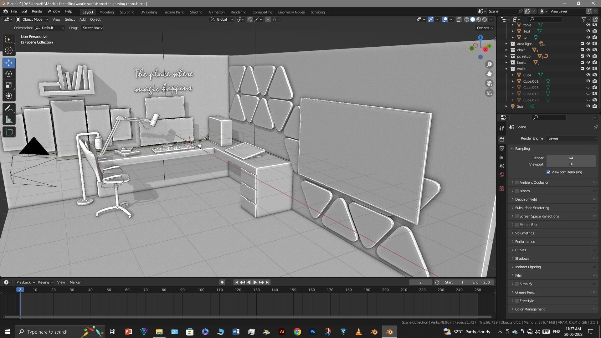 Gaming Room Low-poly 3D model_50