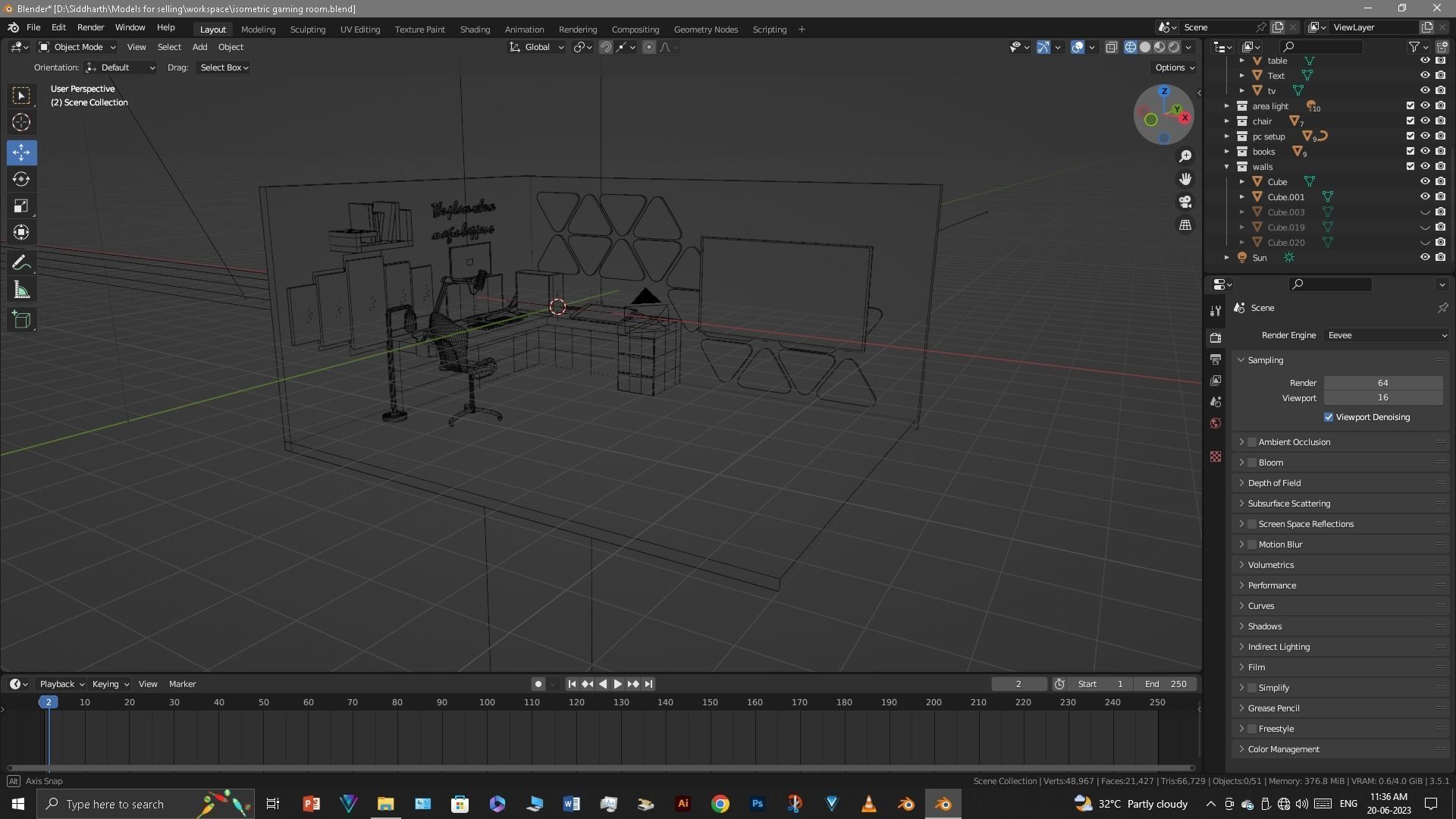 Gaming Room Low-poly 3D model_17
