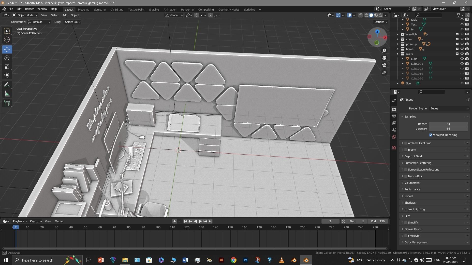 Gaming Room Low-poly 3D model_43