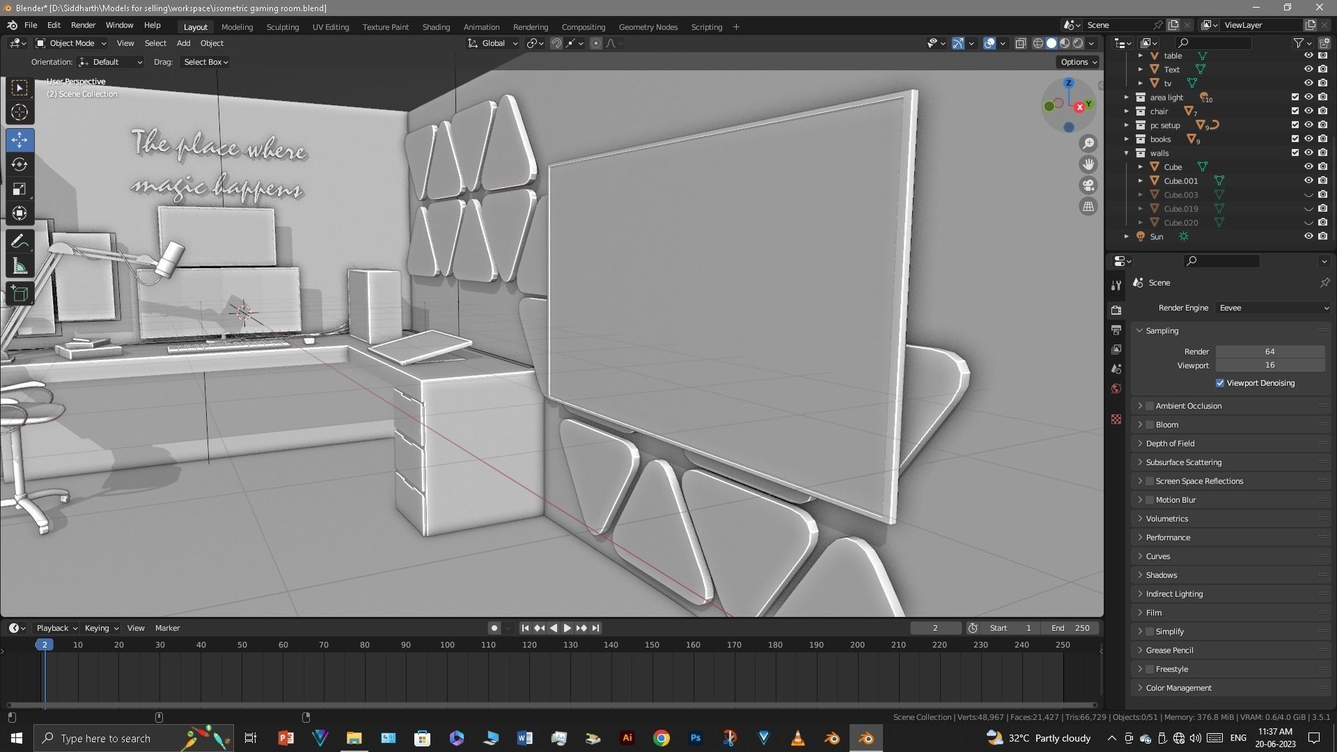 Gaming Room Low-poly 3D model_61