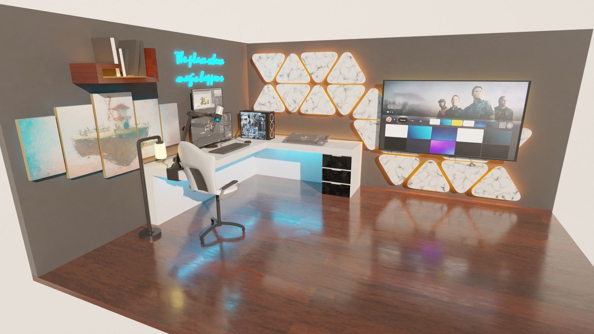 Gaming Room Low-poly 3D model_13