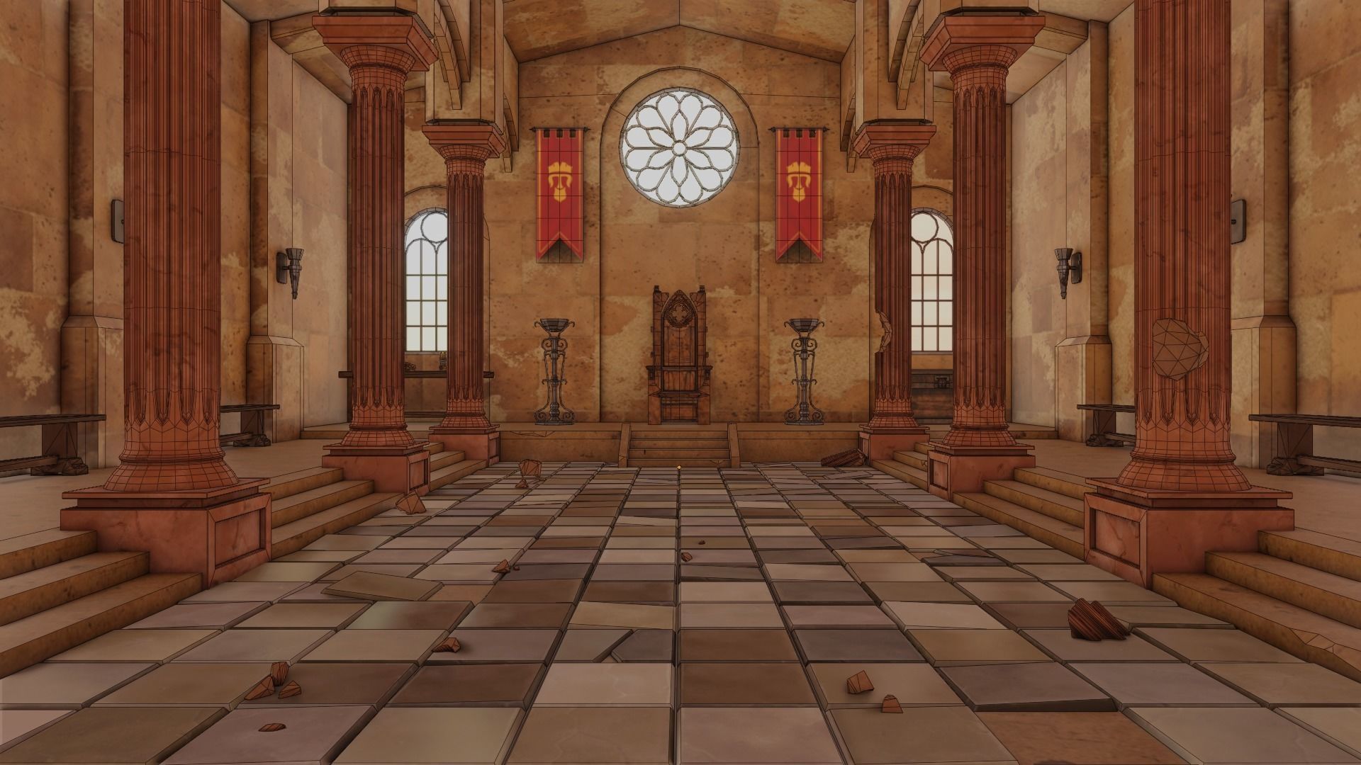 Ancient Temple Low-poly 3D model_30