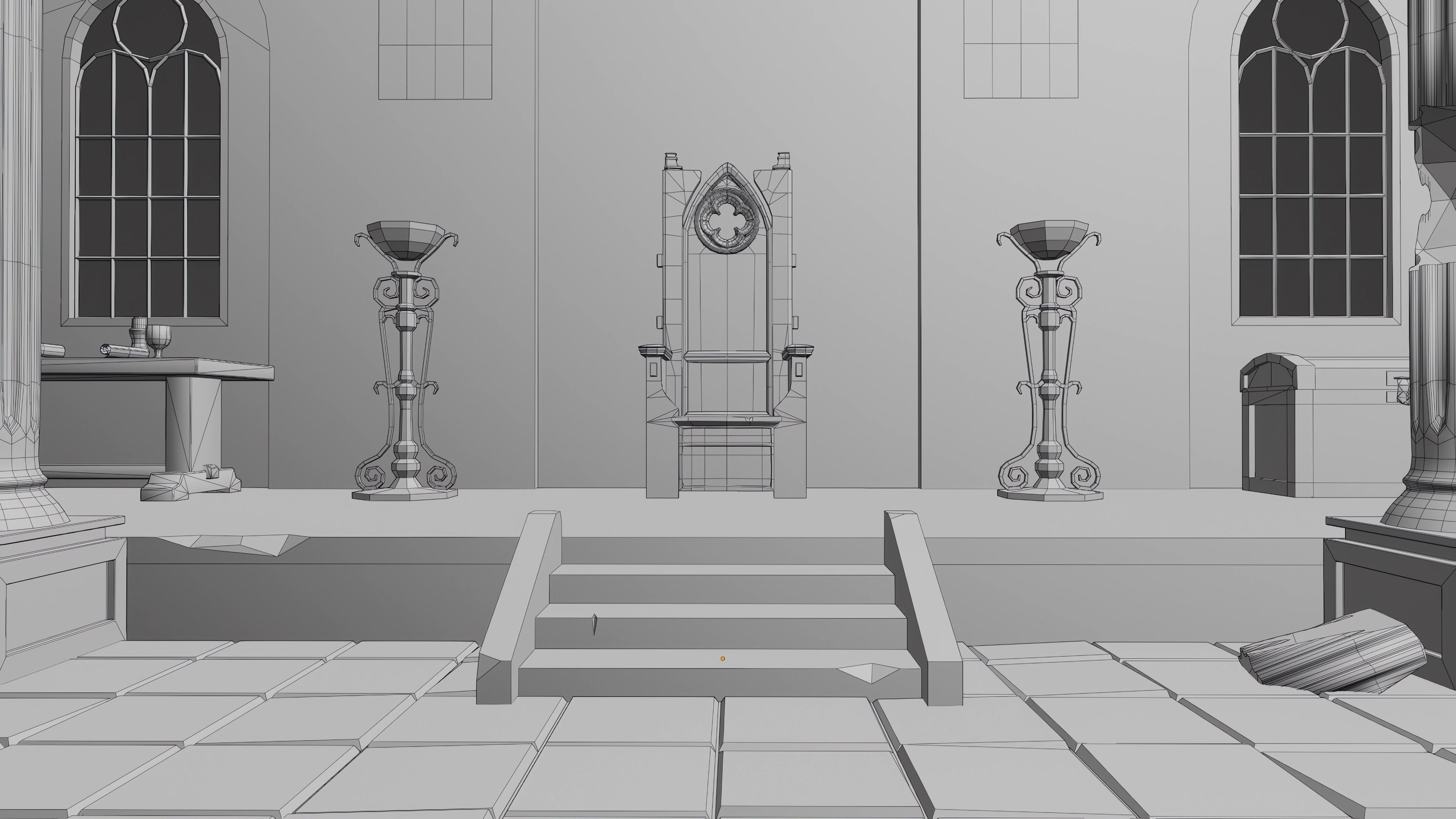 Ancient Temple Low-poly 3D model_33