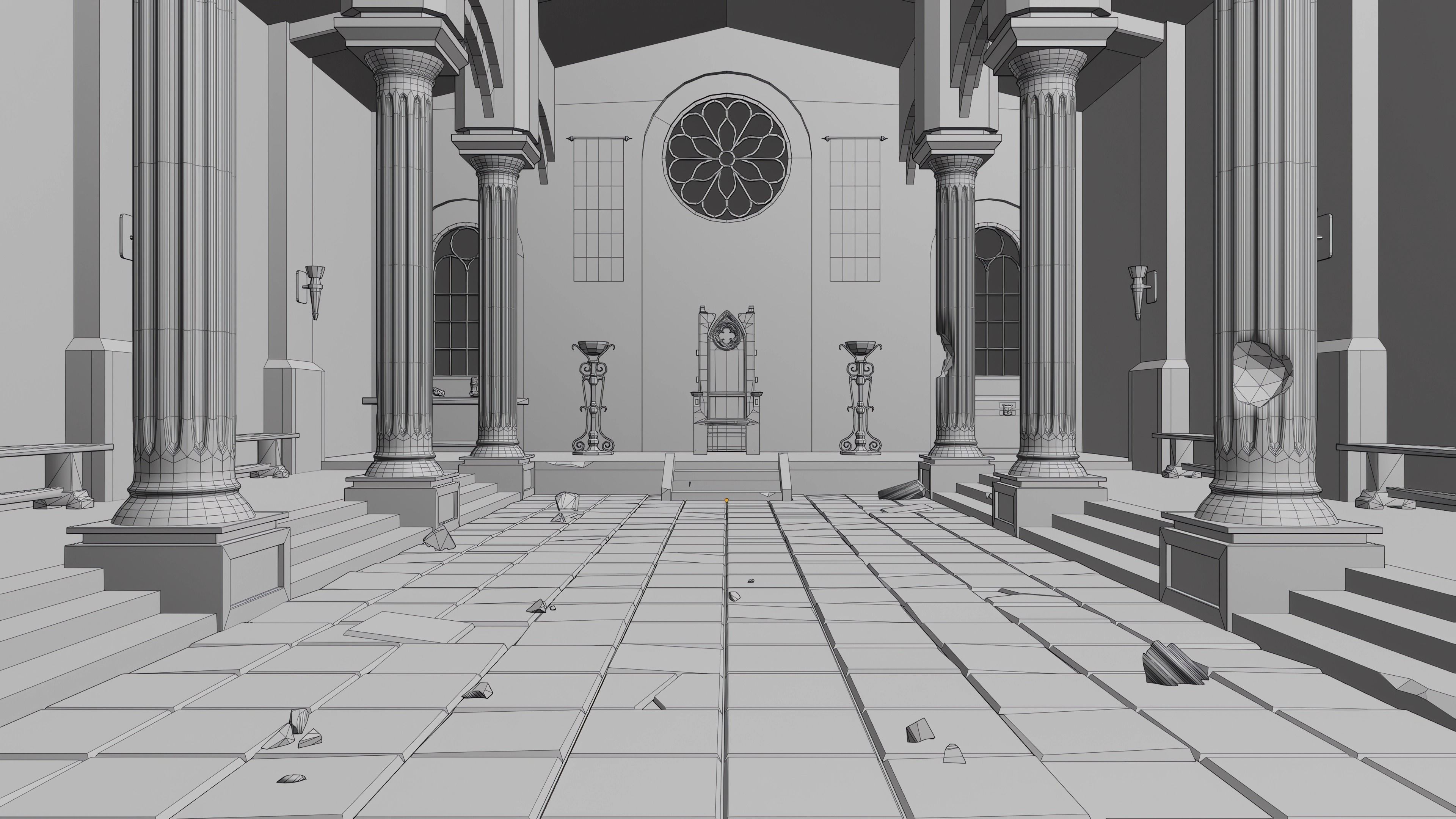 Ancient Temple Low-poly 3D model_31