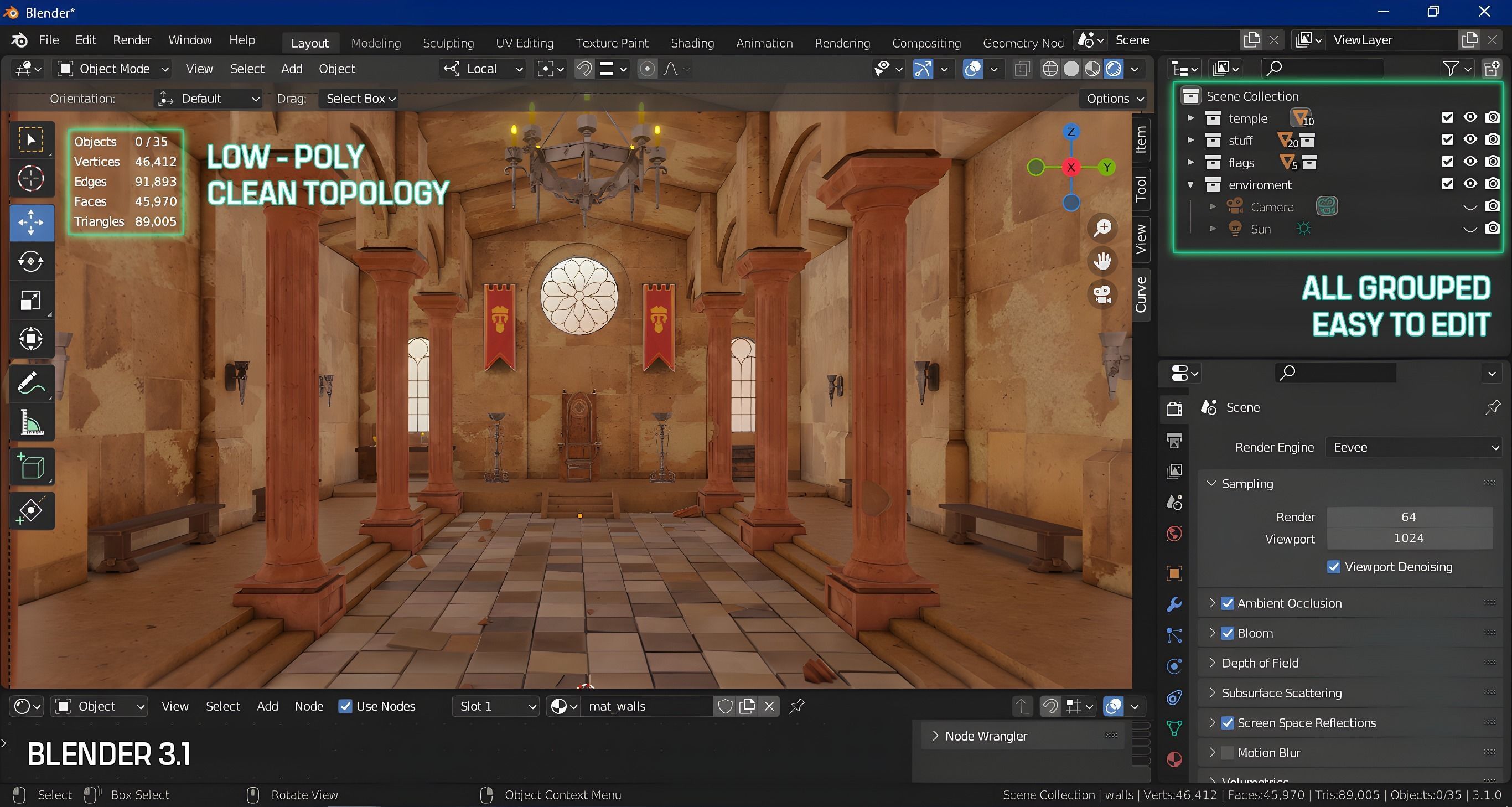 Ancient Temple Low-poly 3D model_27