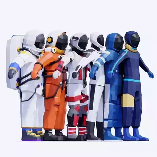 Astronauts Pack - Animated and Rigged Low-poly 3D model