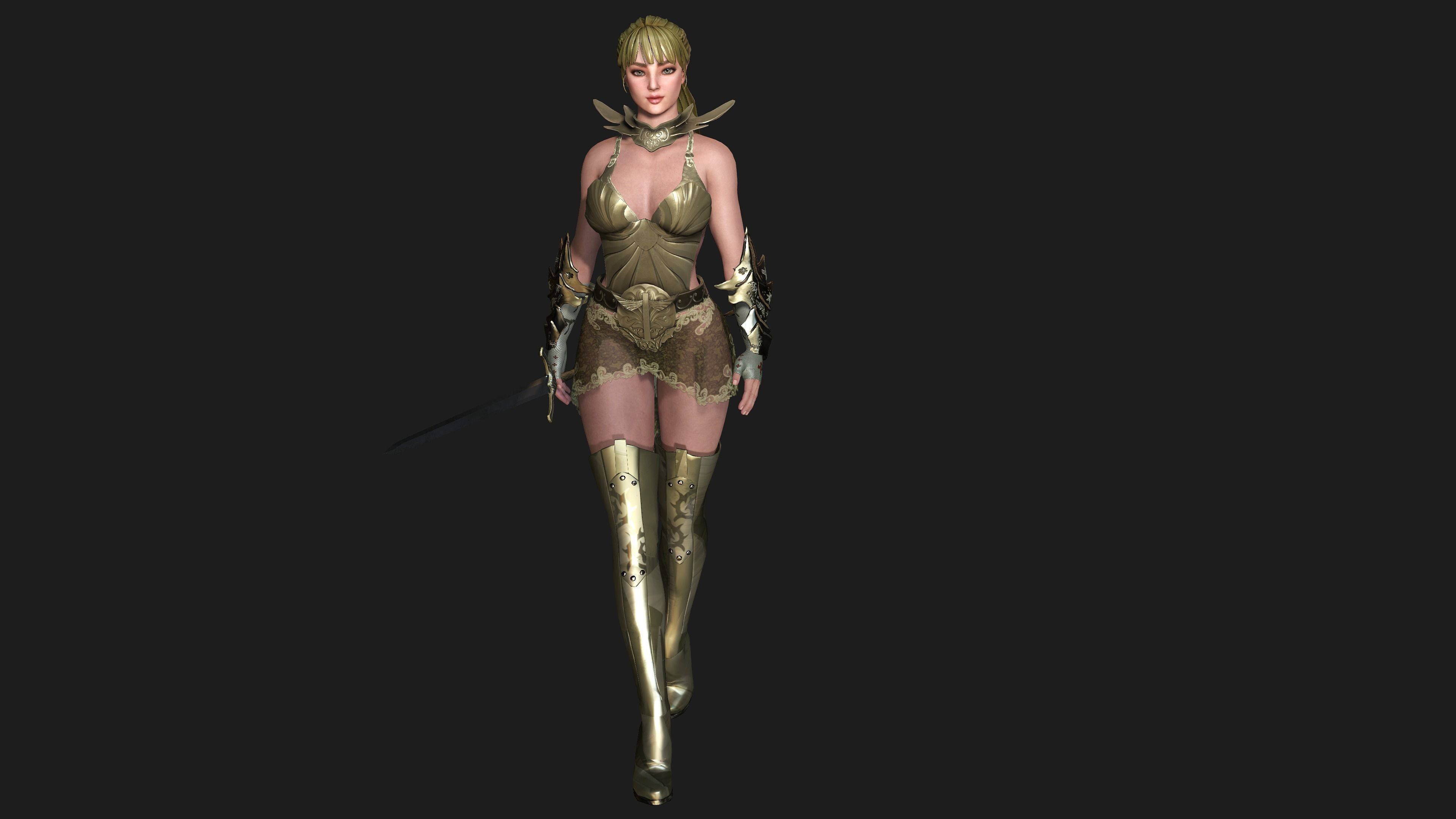 AAA 3D FANTASY MEDIEVAL FEMALE WARRIOR KNIGHT PACK 01 - 4 MODEL 3D Model Collection_16
