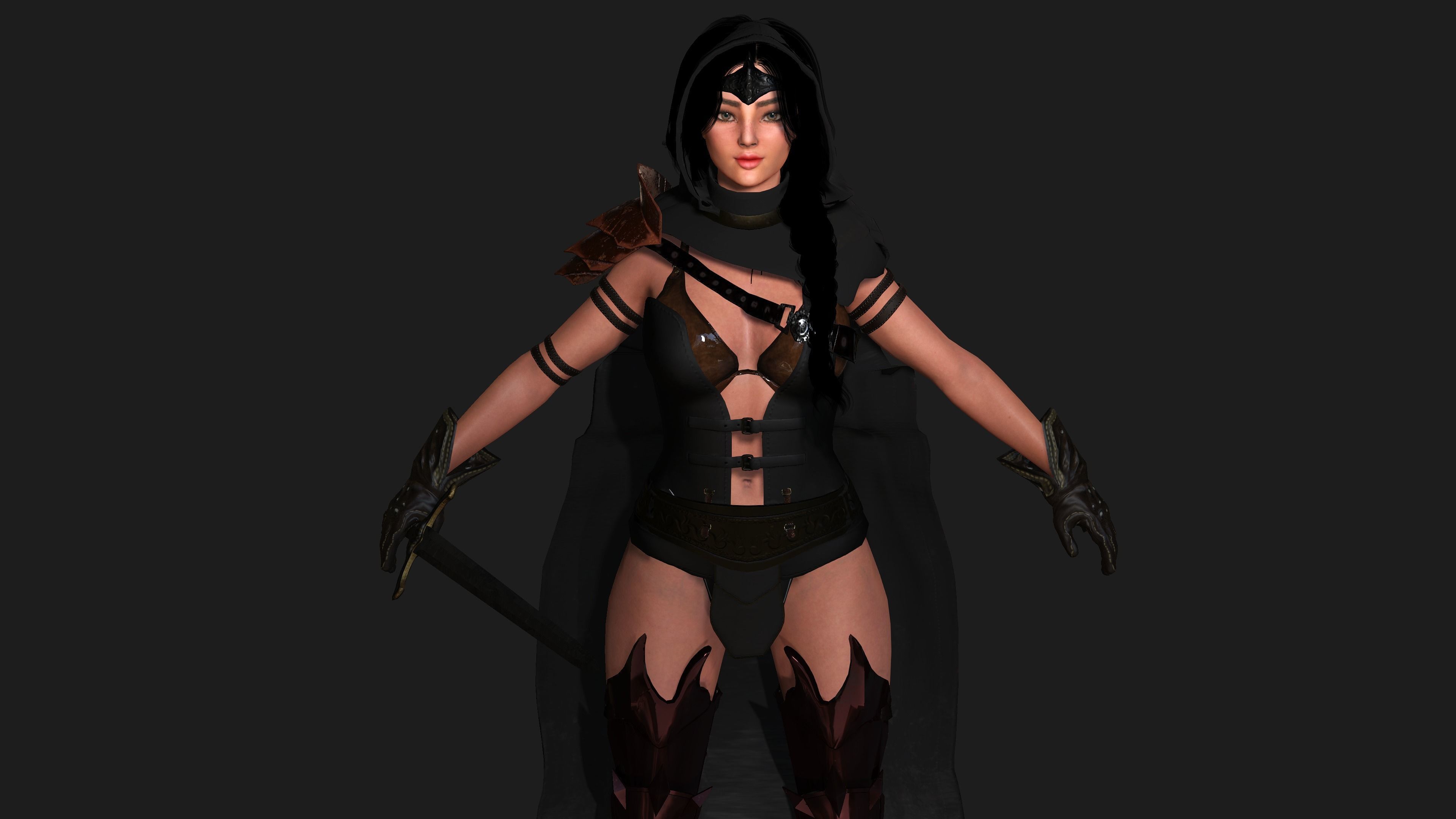 AAA 3D FANTASY MEDIEVAL FEMALE WARRIOR KNIGHT PACK 01 - 4 MODEL 3D Model Collection_23