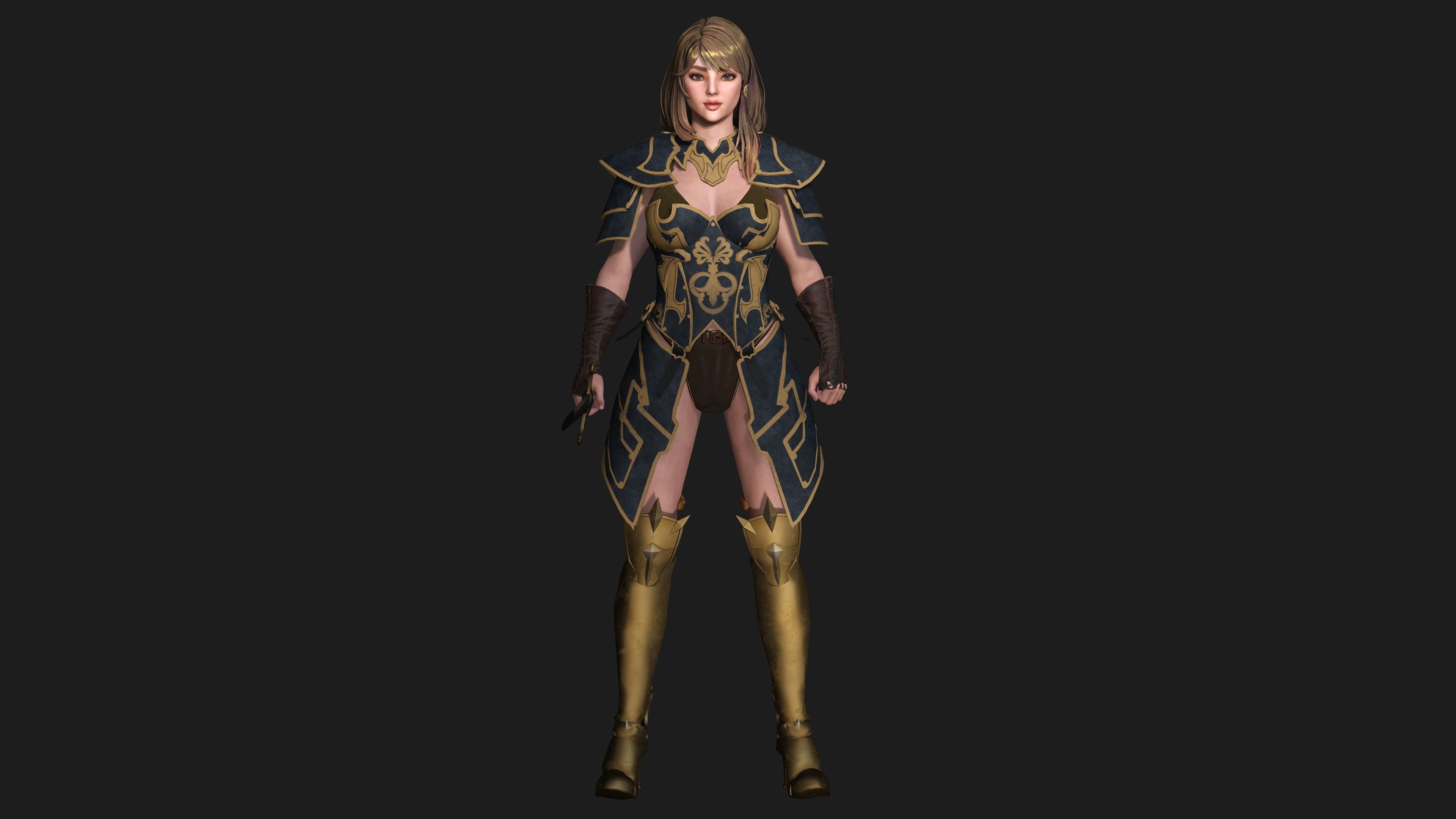 AAA 3D FANTASY MEDIEVAL FEMALE WARRIOR KNIGHT PACK 01 - 4 MODEL 3D Model Collection_11