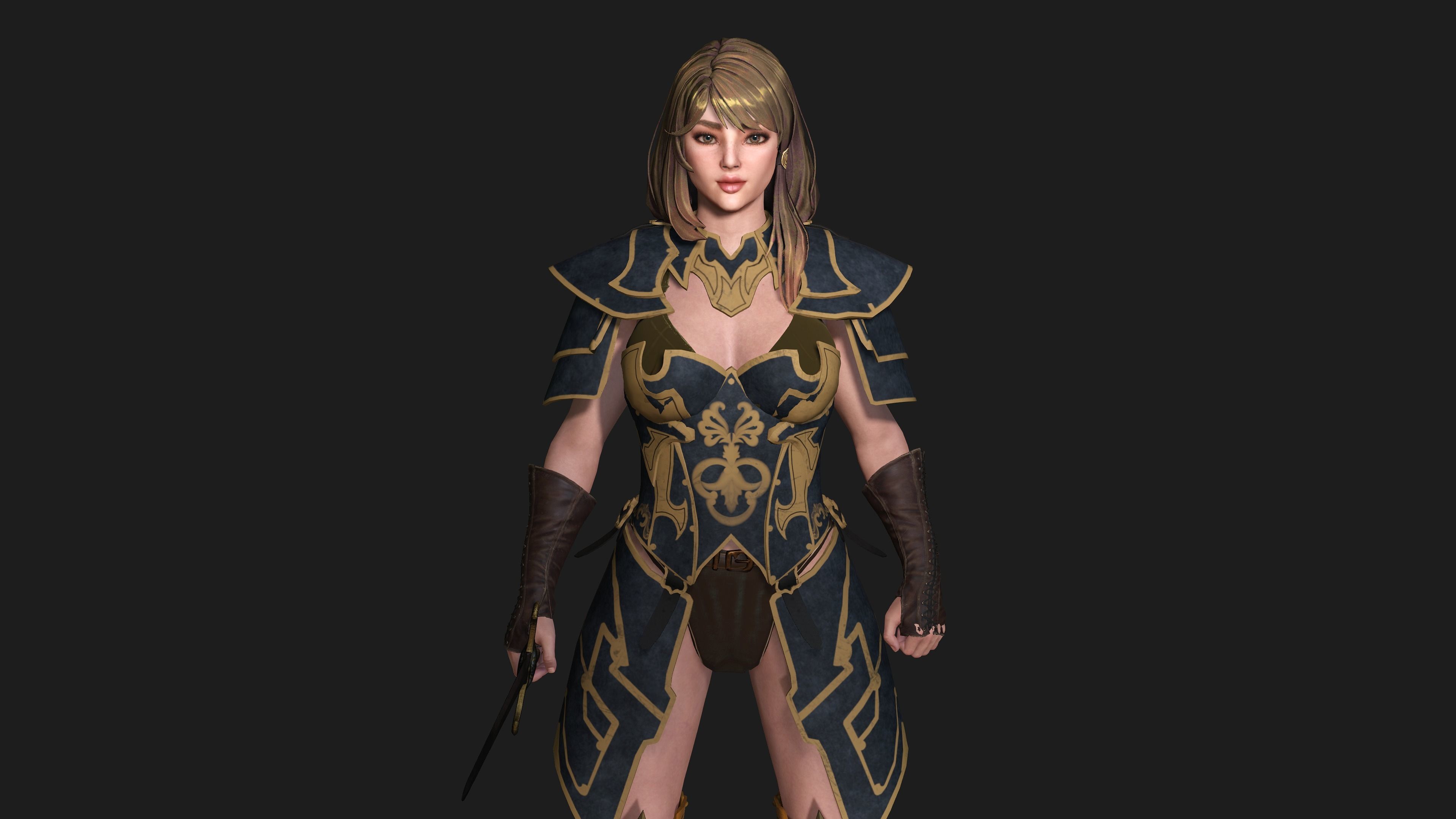 AAA 3D FANTASY MEDIEVAL FEMALE WARRIOR KNIGHT PACK 01 - 4 MODEL 3D Model Collection_14